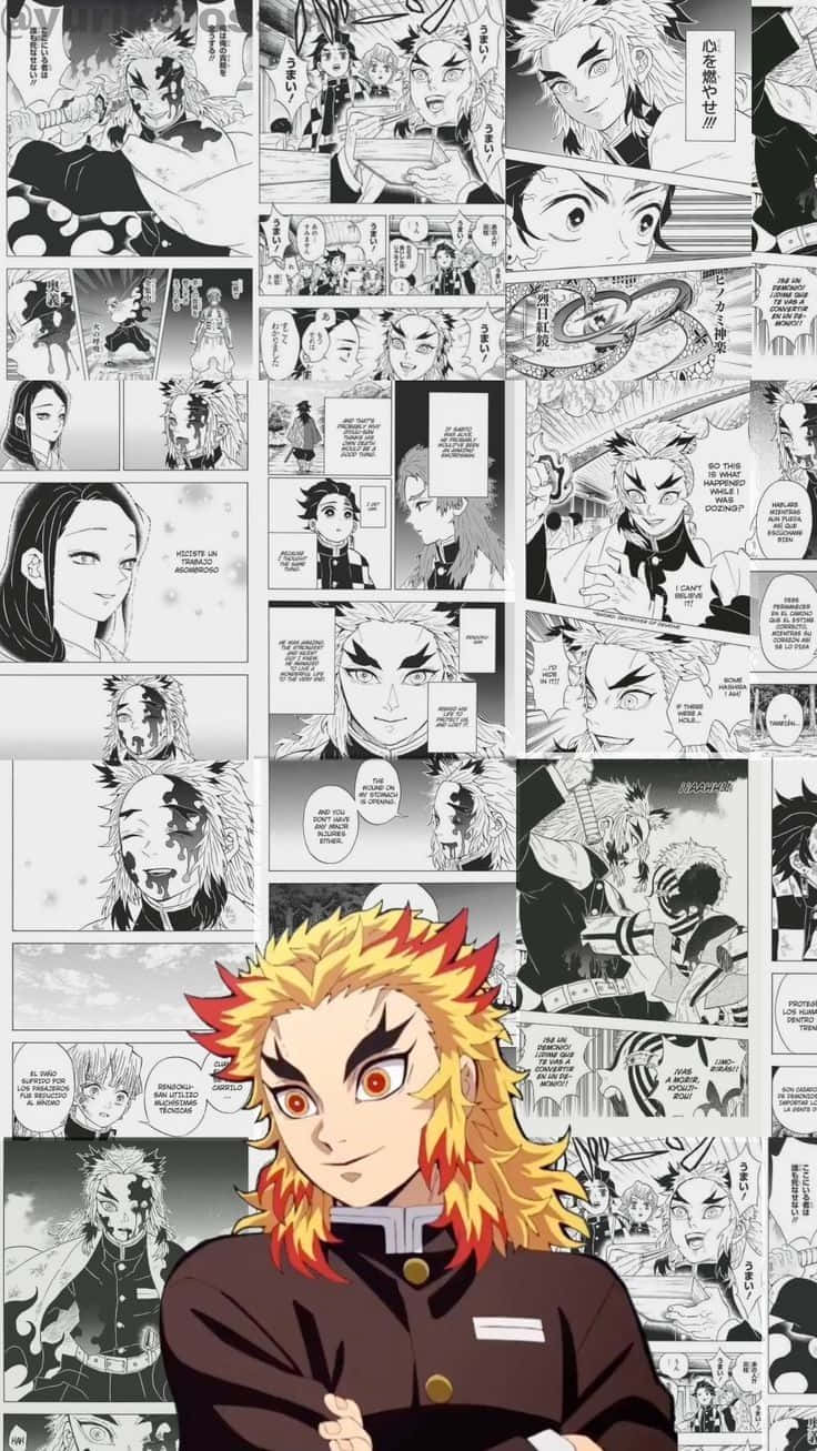 Demon Slayer Manga Collage Rengoku Kyojuro Wallpaper