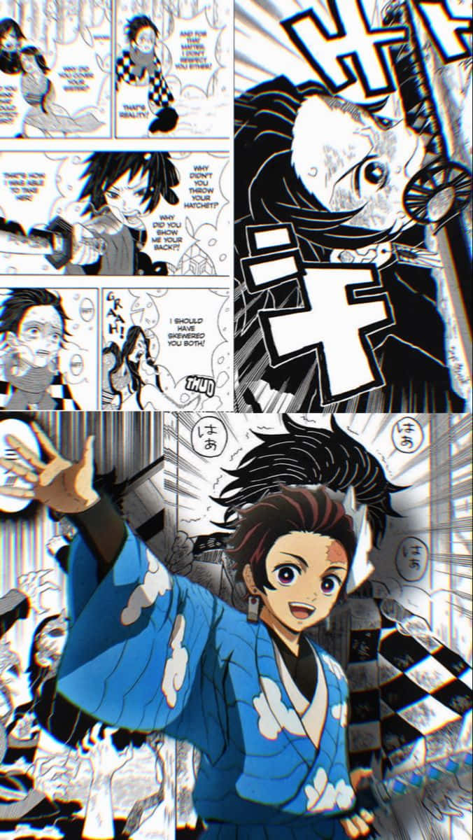 Demon Slayer Manga Collage Tanjiro Action Wallpaper