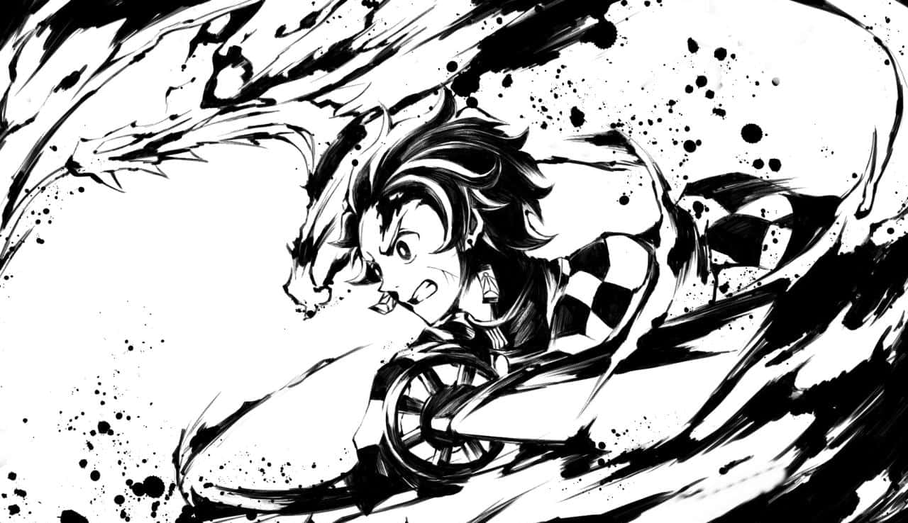 Følg Tanjiro og hans Vagtere af Månen i Demon Slayer Manga Wallpaper