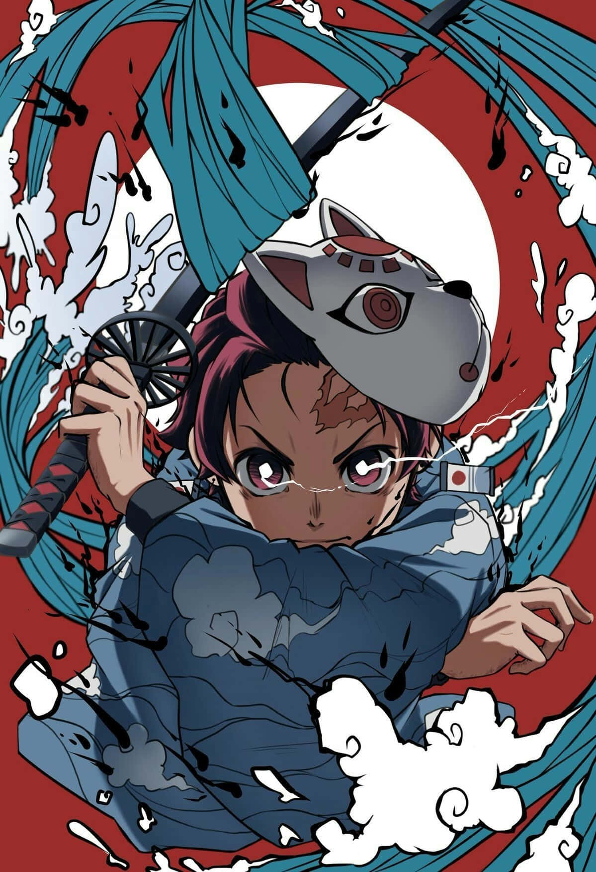 Tanjirooch Inosuke Står Tillsammans Stolta I Demon Slayer Manga På Dator- Eller Mobilbakgrund. Wallpaper
