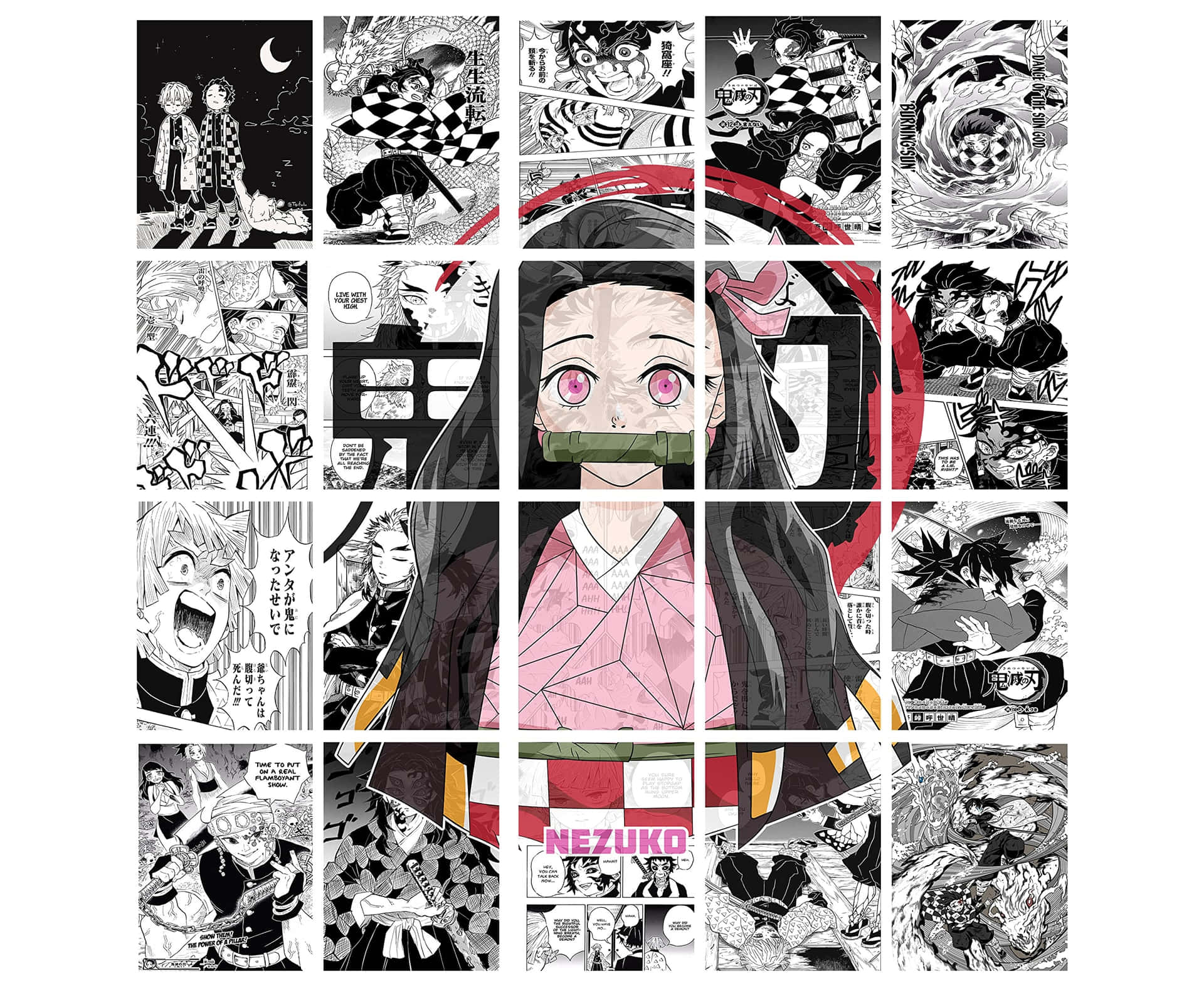 Demon Slayer Nezuko Manga Collage Bakgrunnsbildet