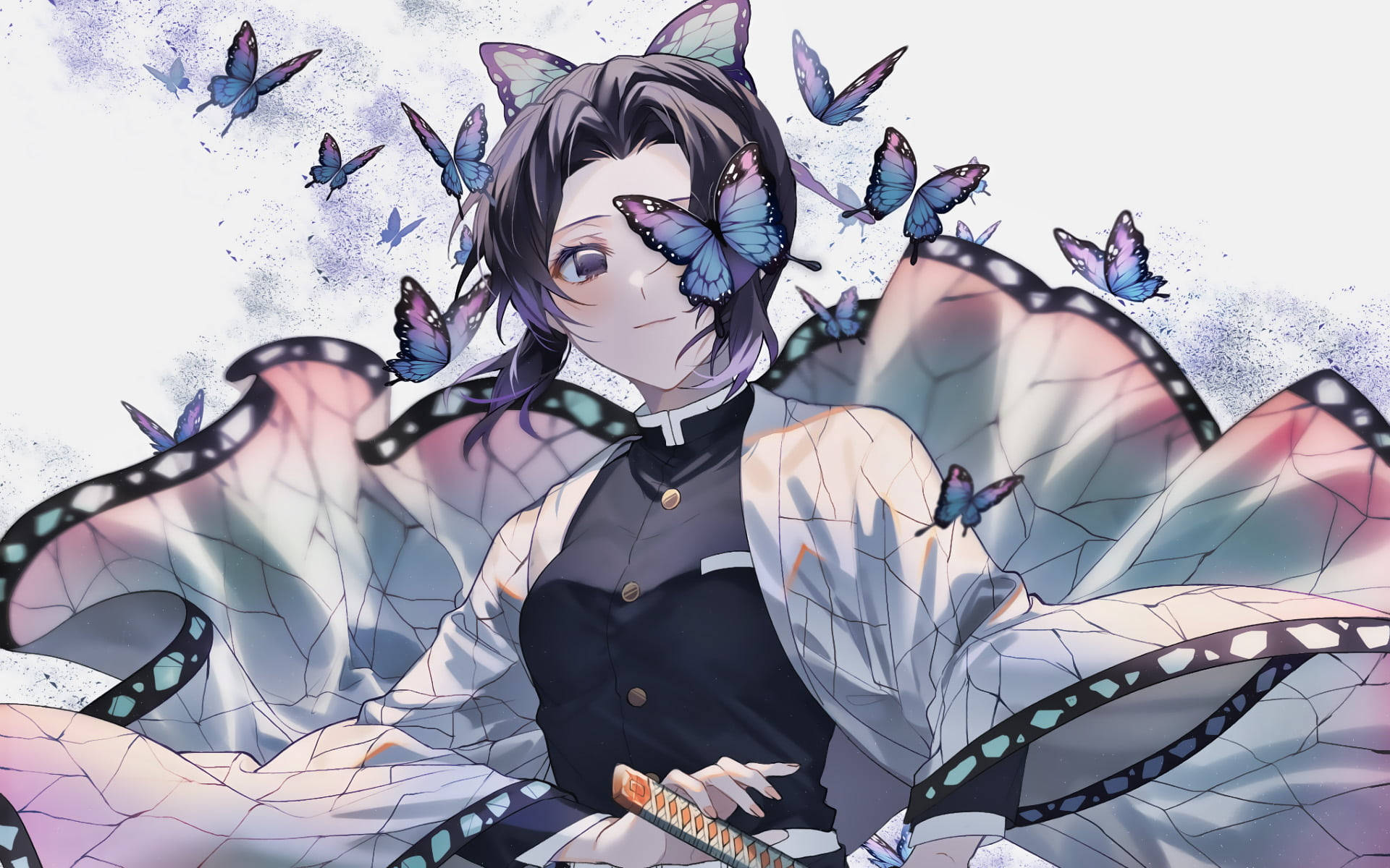 Demon Slayer Purple And Blue Butterflies Shinobu Pfp Background