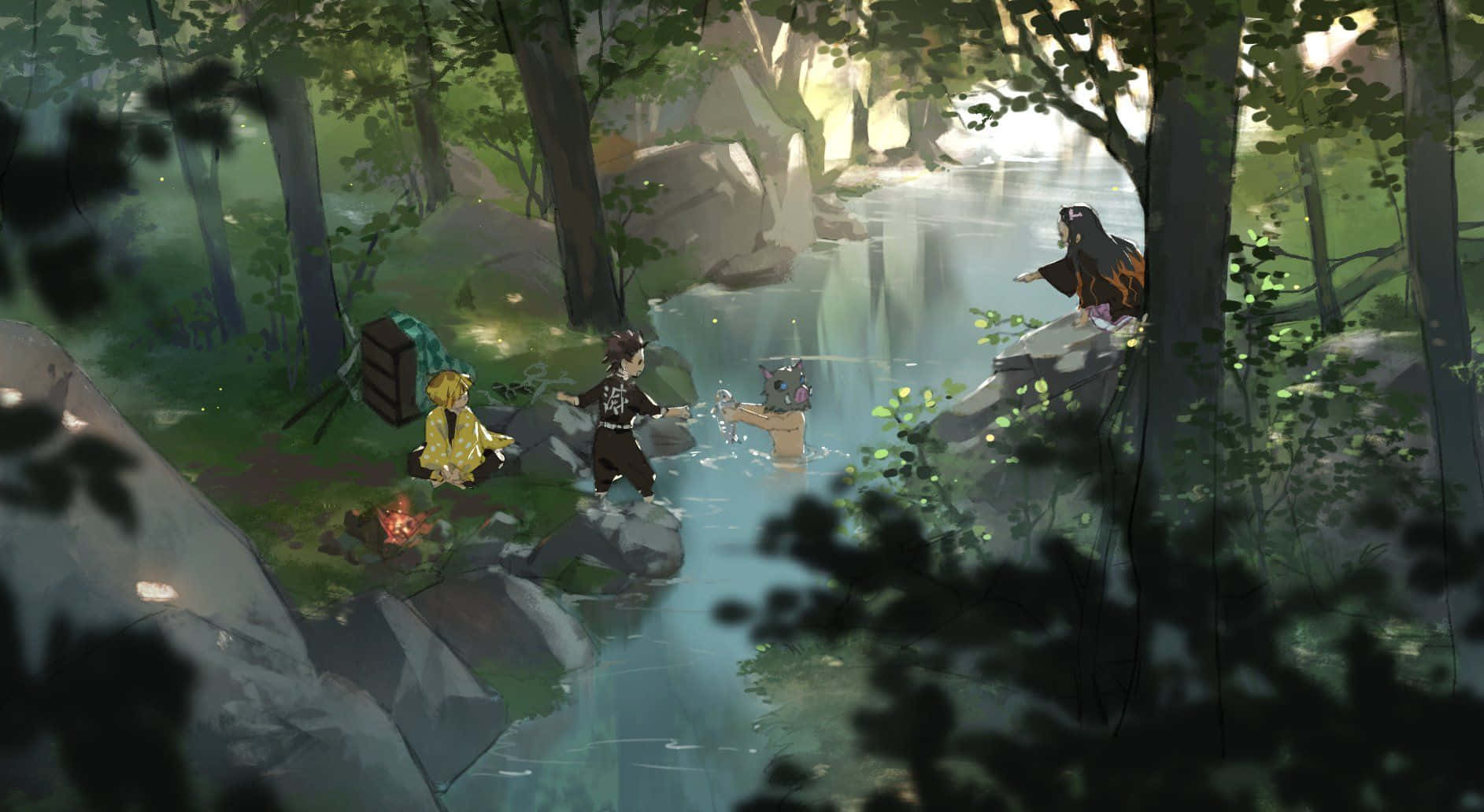A picturesque view of a beautiful and mysterious Demon Slayer Scenery Wallpaper