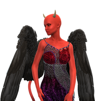 Demon Winged Woman Fantasy Art PNG