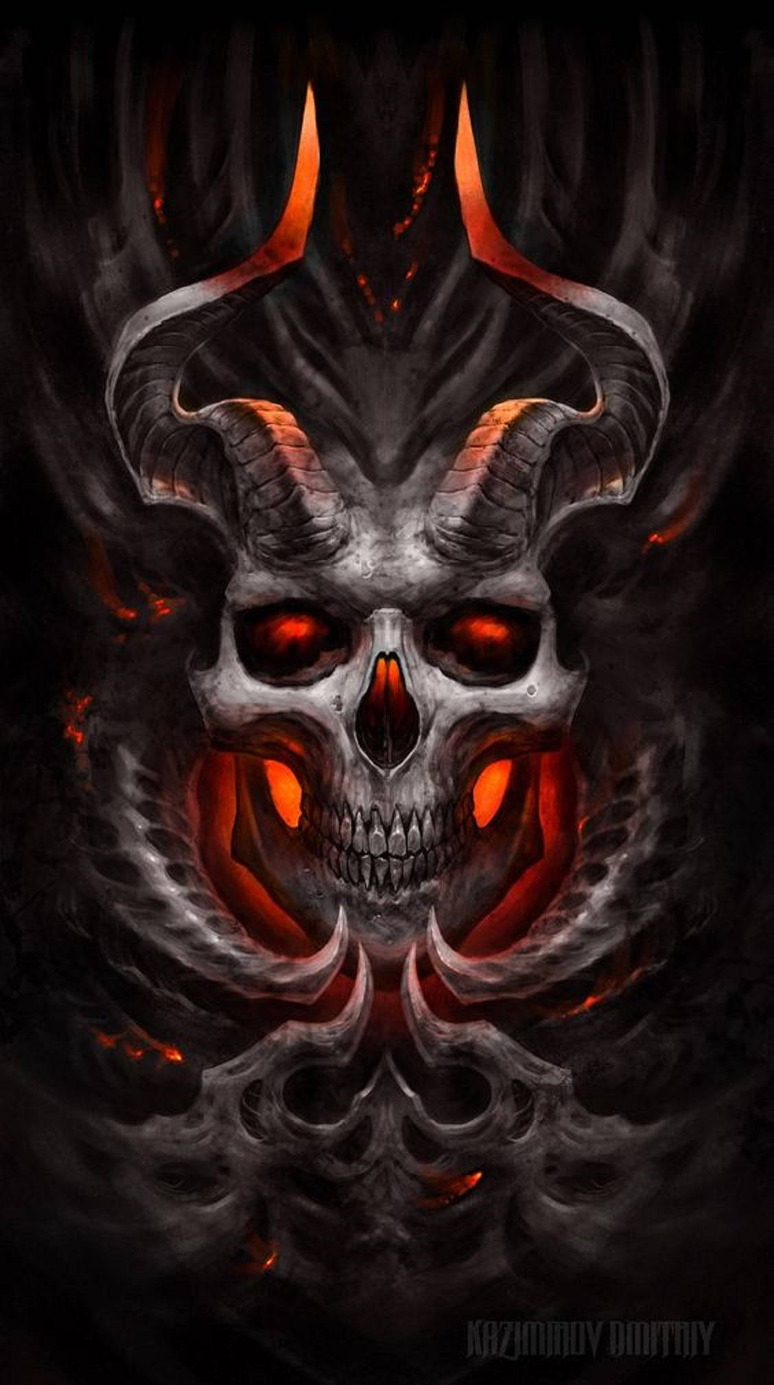 Demonic Horned Skeleton Aesthetic Wallpaper