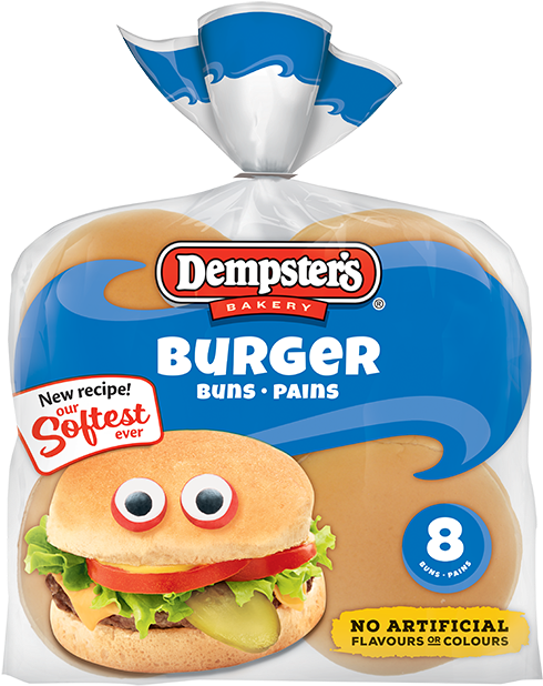 Dempsters Bakery Burger Buns Packaging PNG