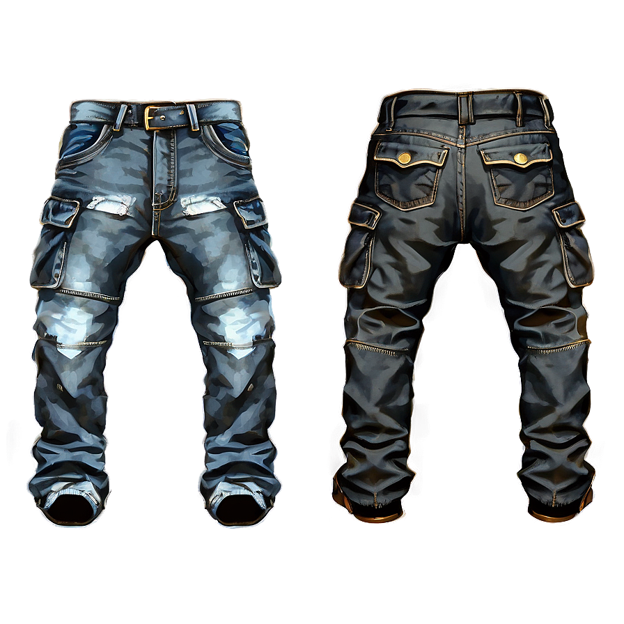 Denim Cargo Pants Png 06132024 PNG