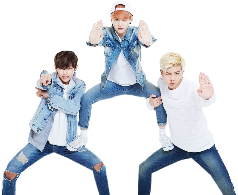 Denim Clad Trio Dance Pose PNG