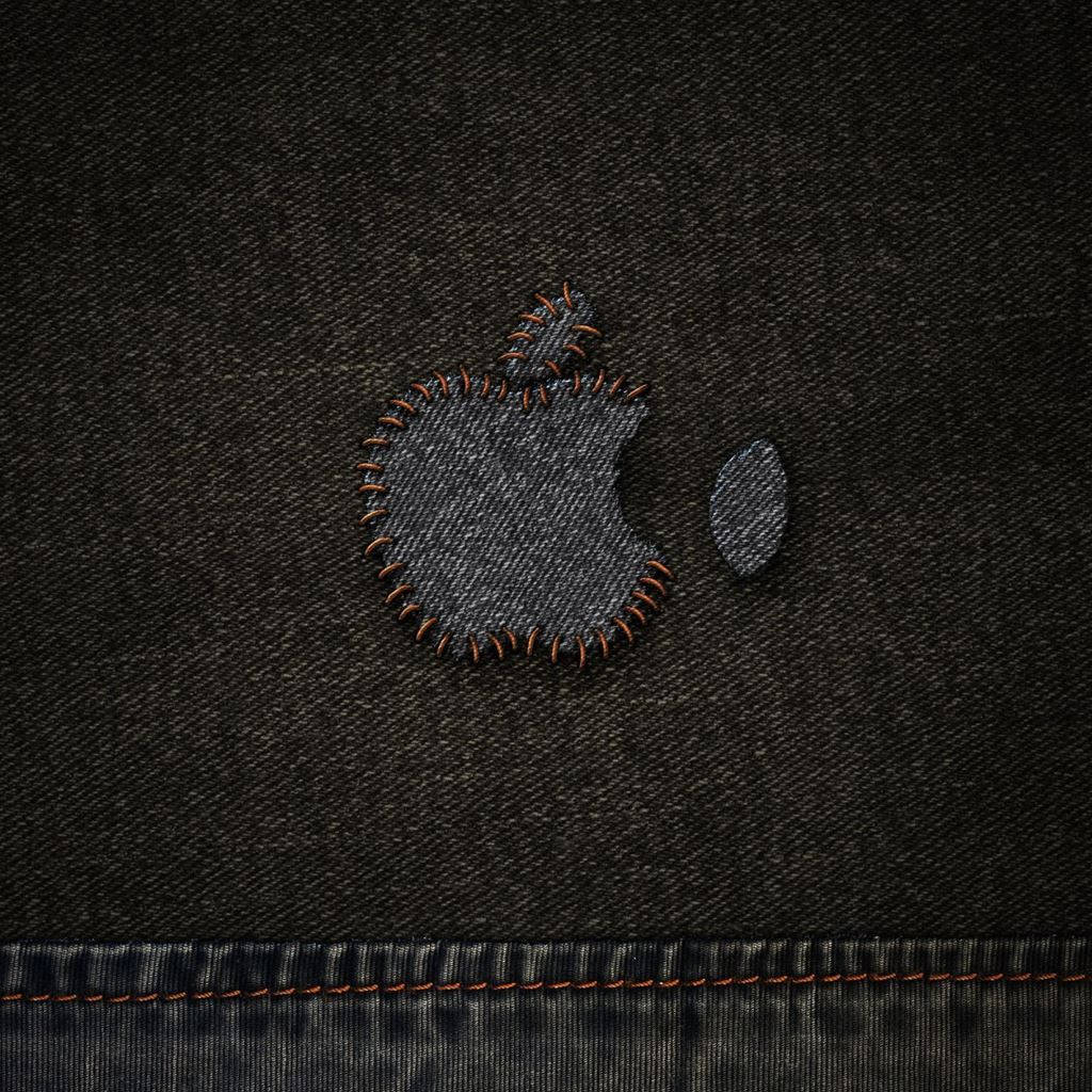 Denim Fabric With Apple Design Wallpaper