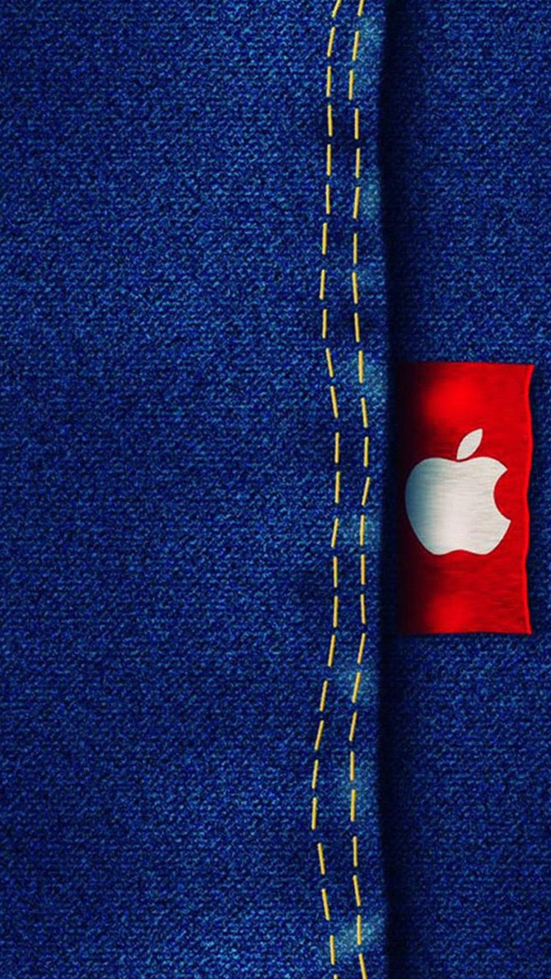 Denim Fabric With Apple Logo Wallpaper