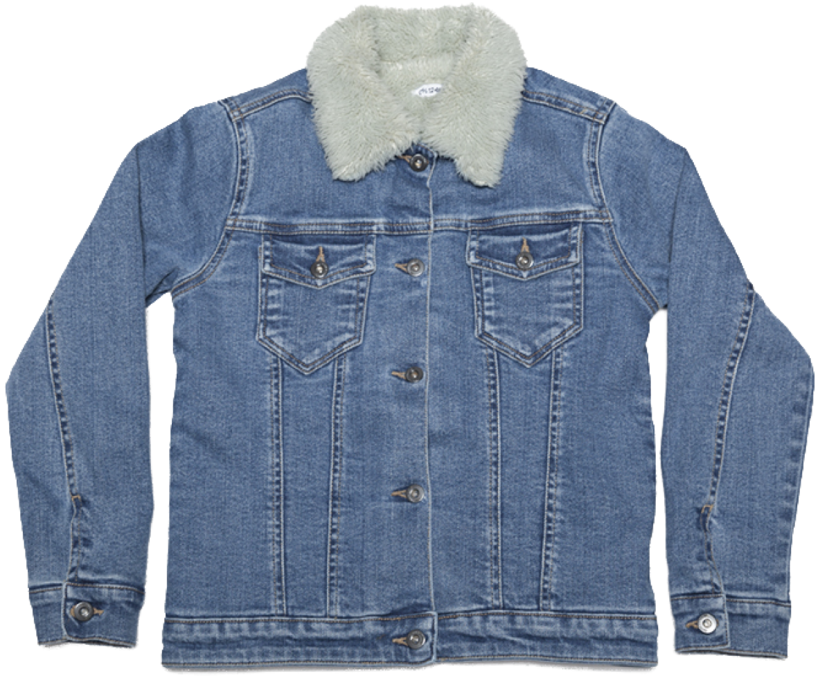 Denim Jacketwith Sherpa Collar PNG