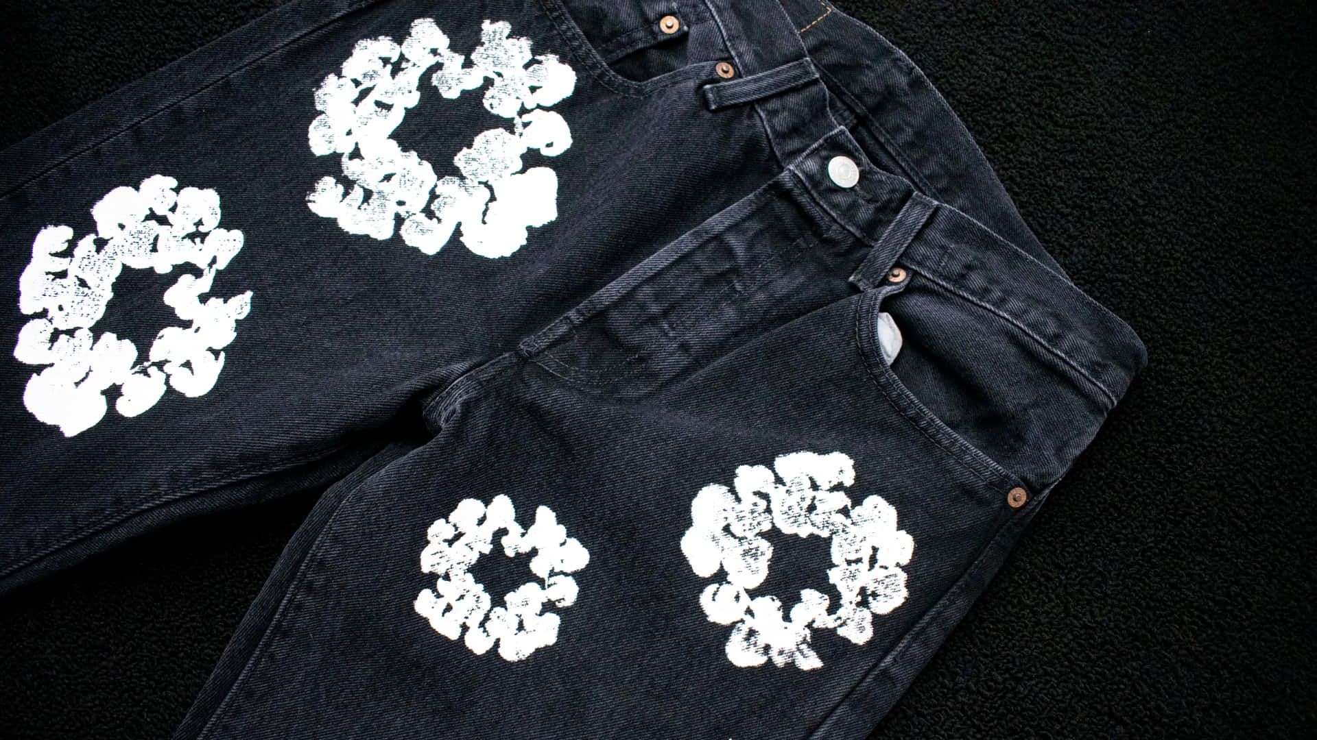 Jeans Con Parches Florales De Denim Tears Fondo de pantalla