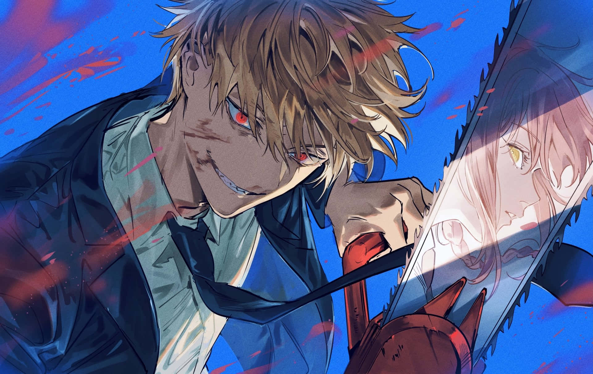 Denji, Chainsaw Man With His Signature Chainsaw Weapon Wallpaper