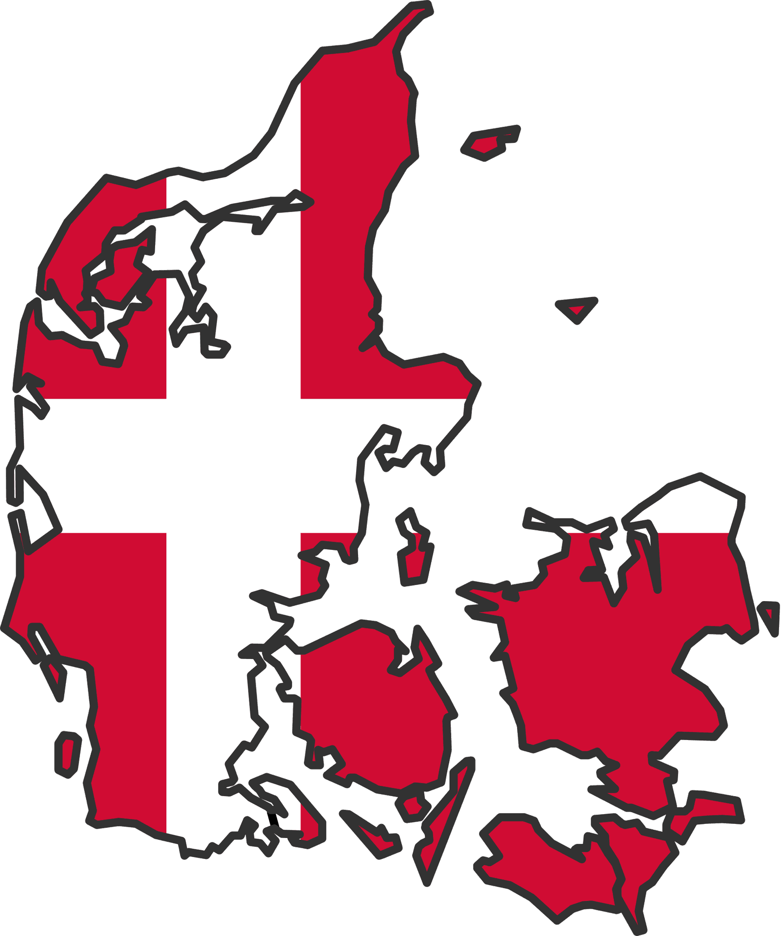 Denmark Flag Map Outline PNG