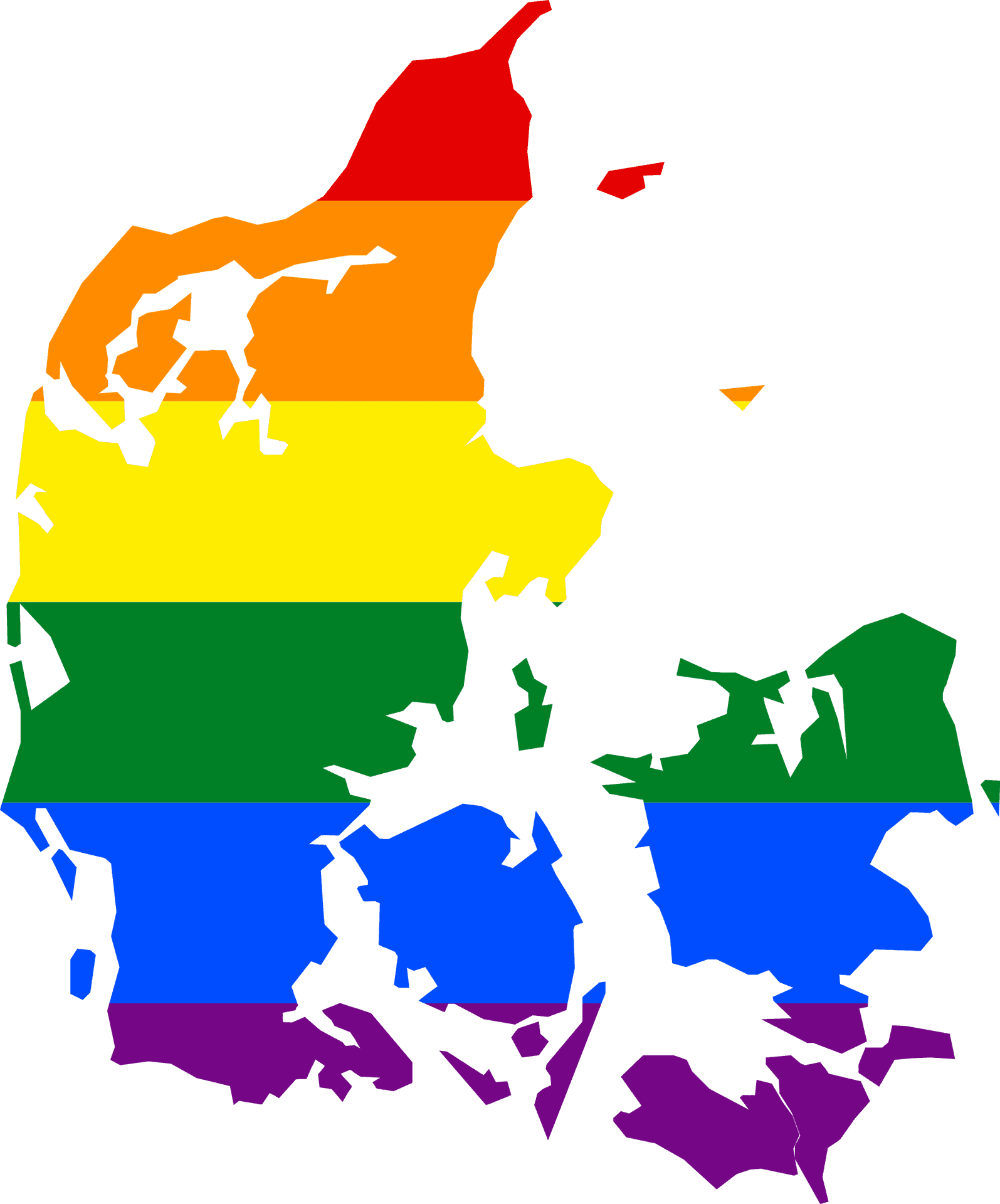 Denmark Map Rainbow Colors PNG