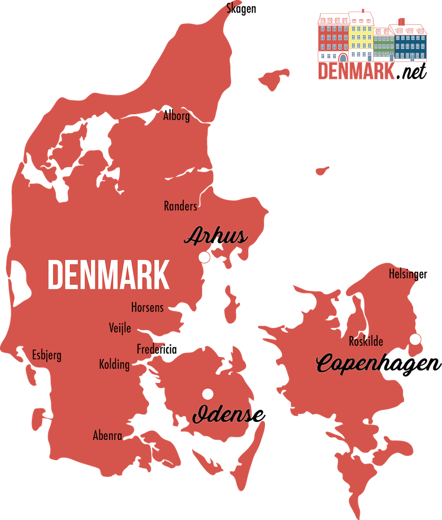 Denmark Mapwith Citiesand Landmarks PNG