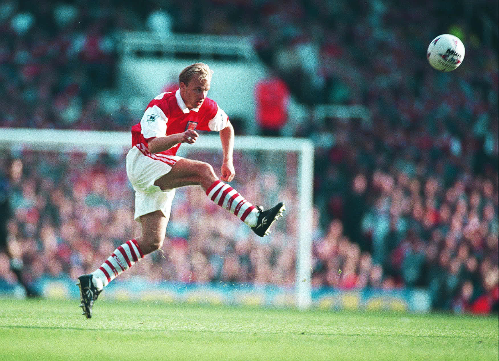Dennis Bergkamp Kicking Ball Arsenal VS. Southampton Wallpaper