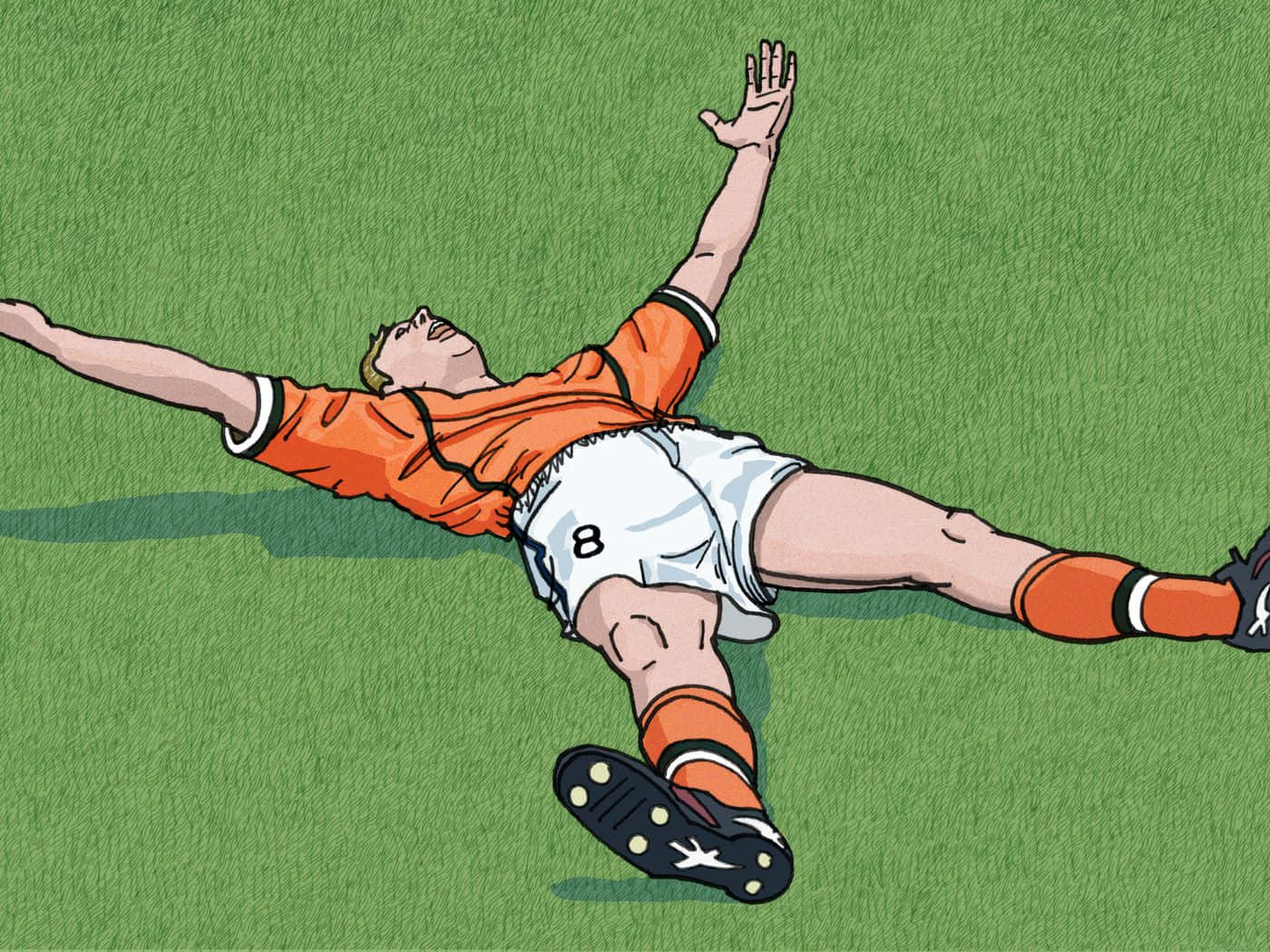 Dennis Bergkamp Lying On The Field Digital Art Illustration Wallpaper