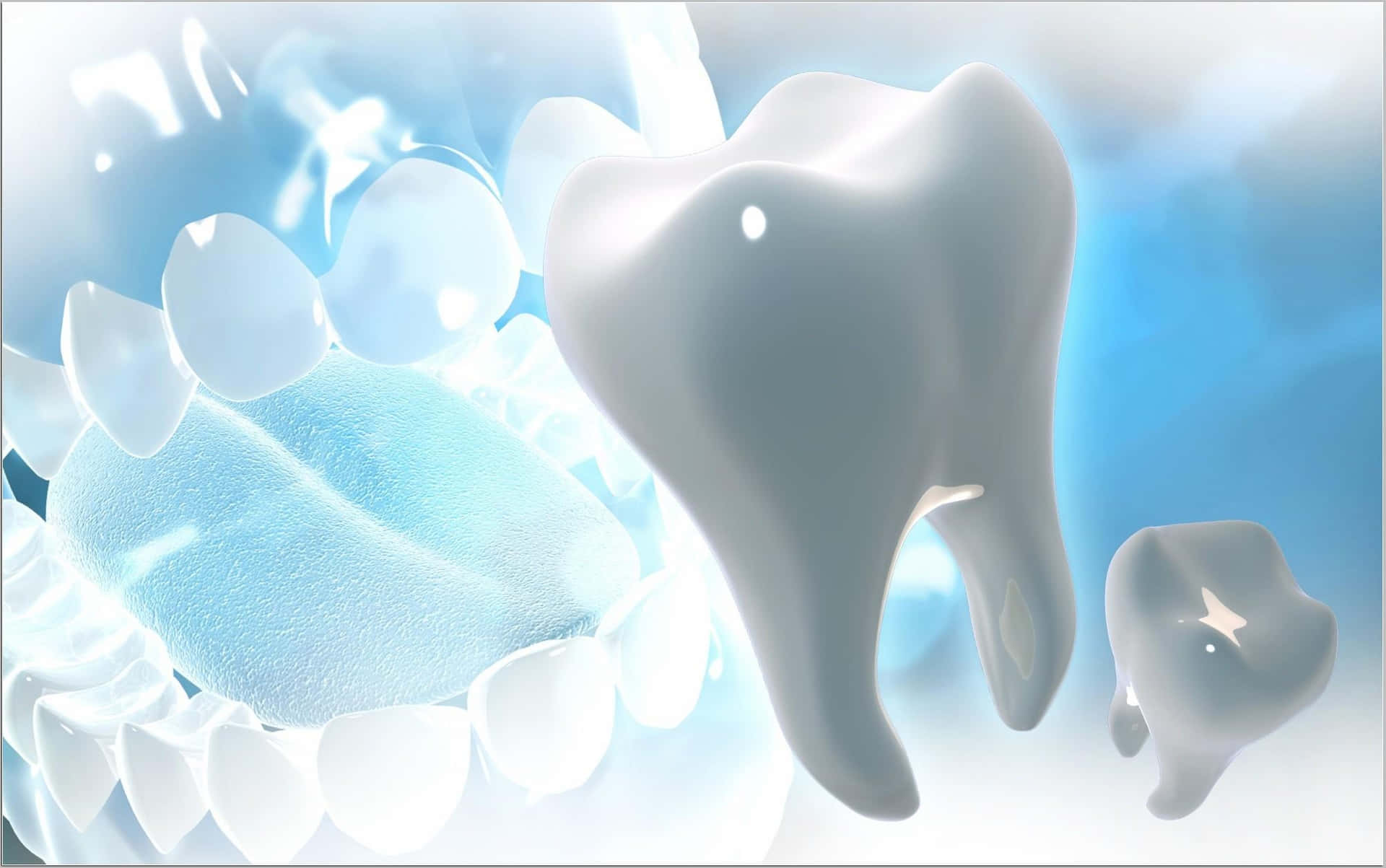 A Tooth With A Blue Background And A Tooth In The Background