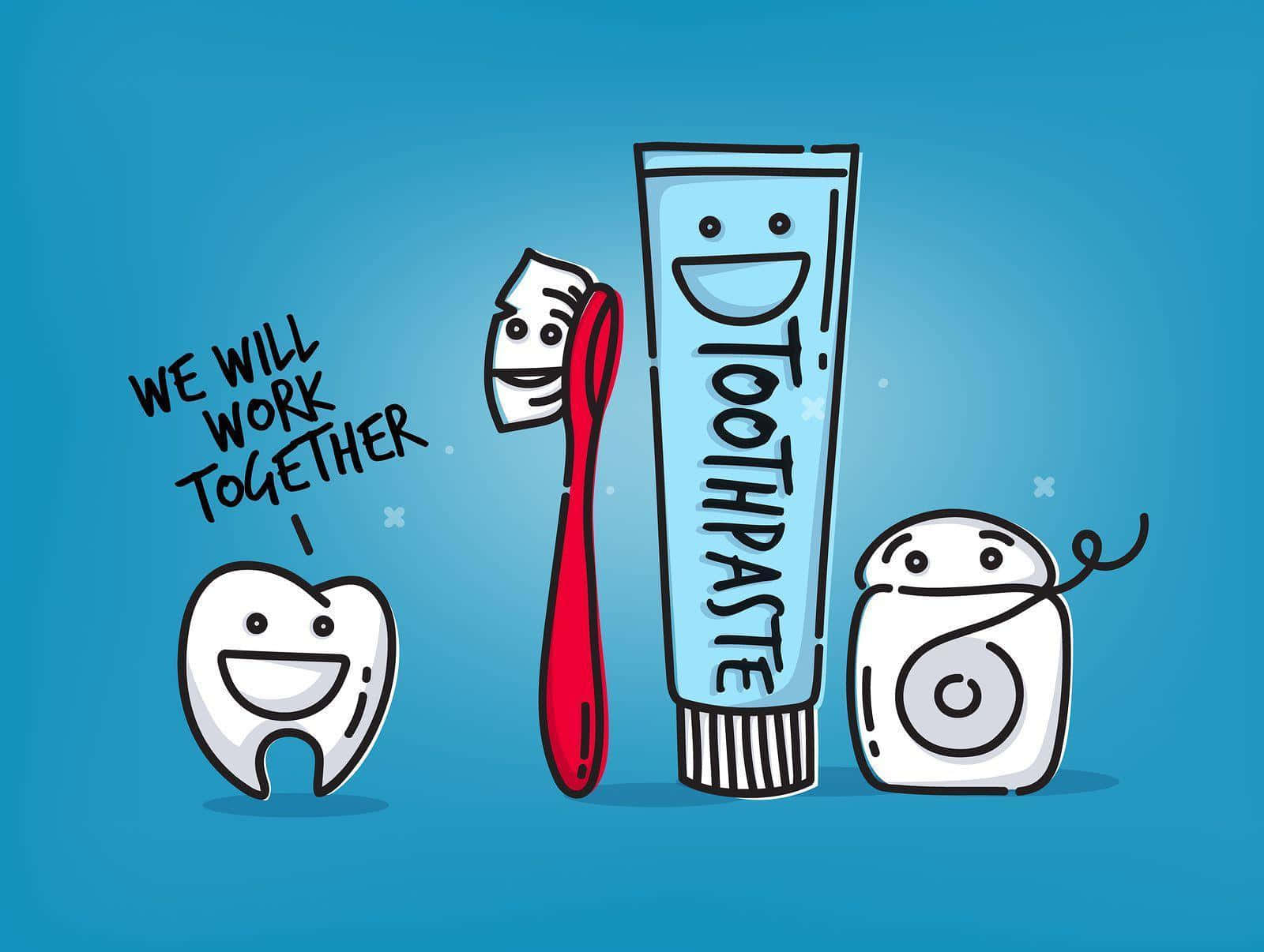 A Cartoon Illustration Of A Toothbrush And Toothpaste
