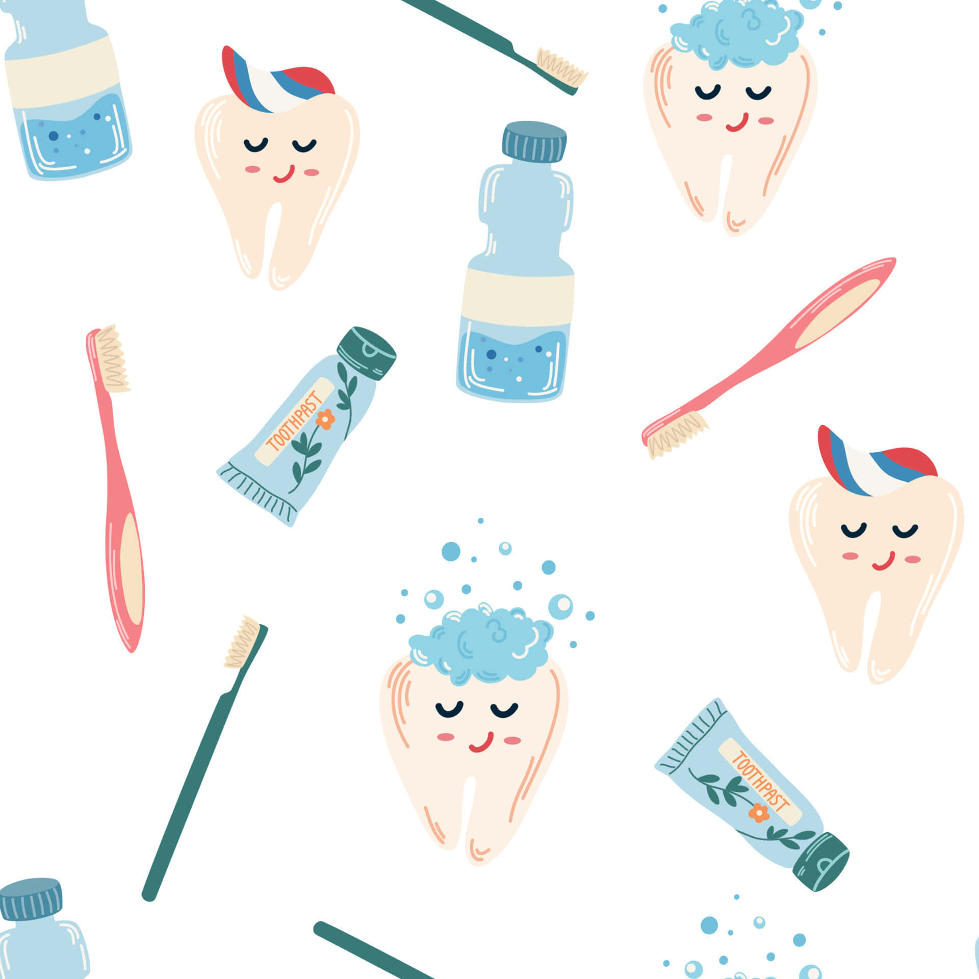 Dental Hygiene Pattern Illustration Wallpaper