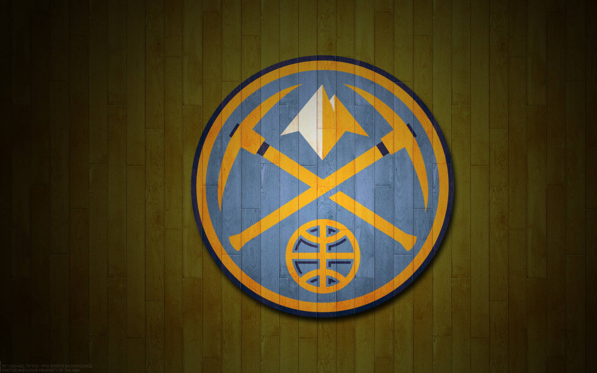 Denver Nuggets Logo In Wood Floor Wallpaper