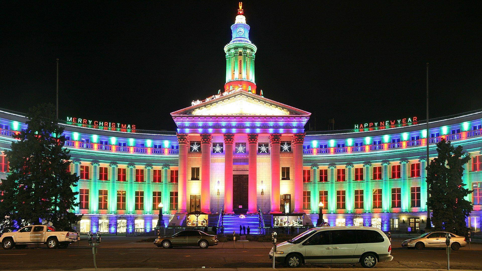 Denver's Colorful Building At Night Wallpaper