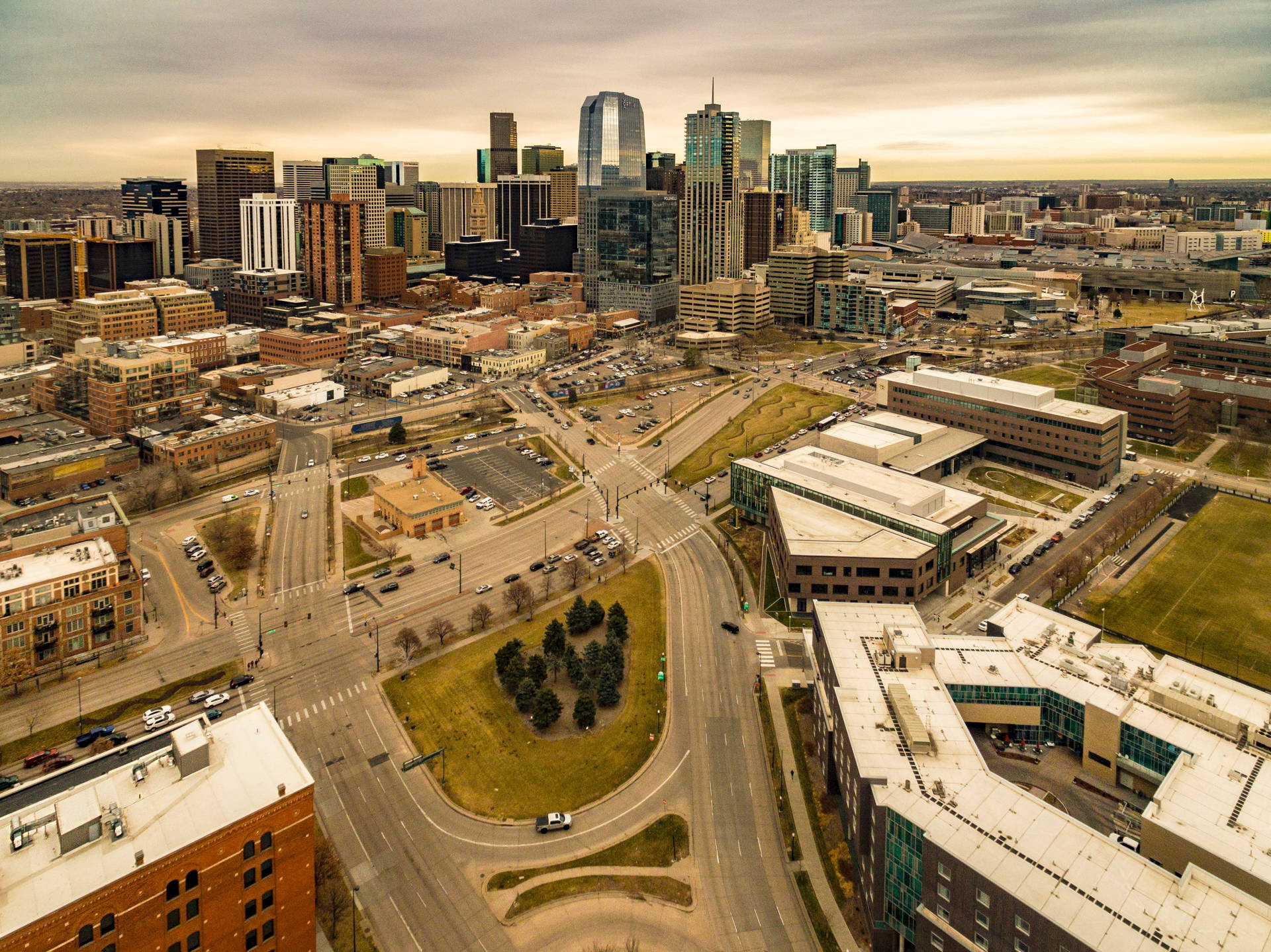 Denver's Mega City Drone Shot Wallpaper