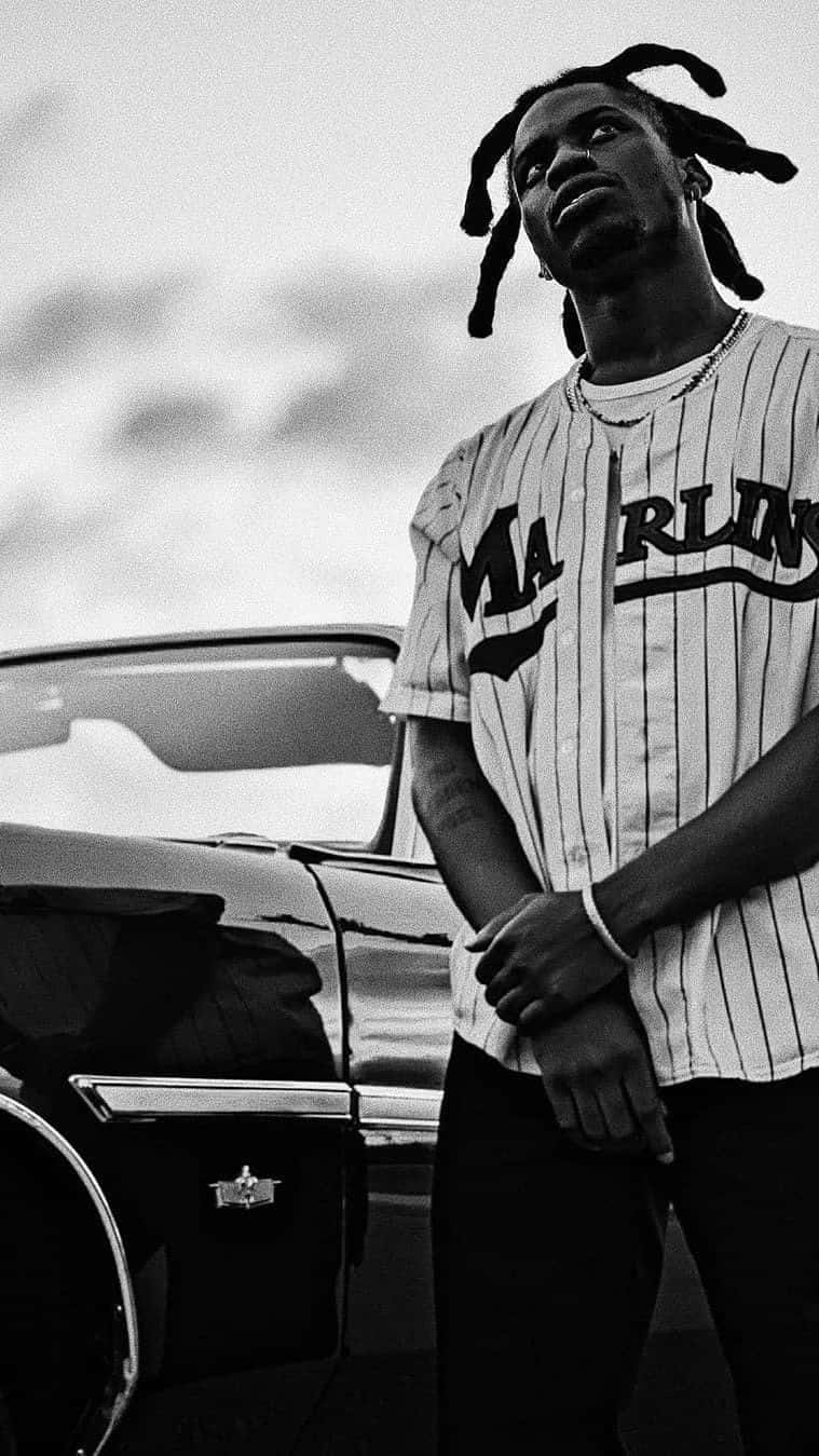 Denzel Curry Miami Marlins Jersey Blackand White Wallpaper