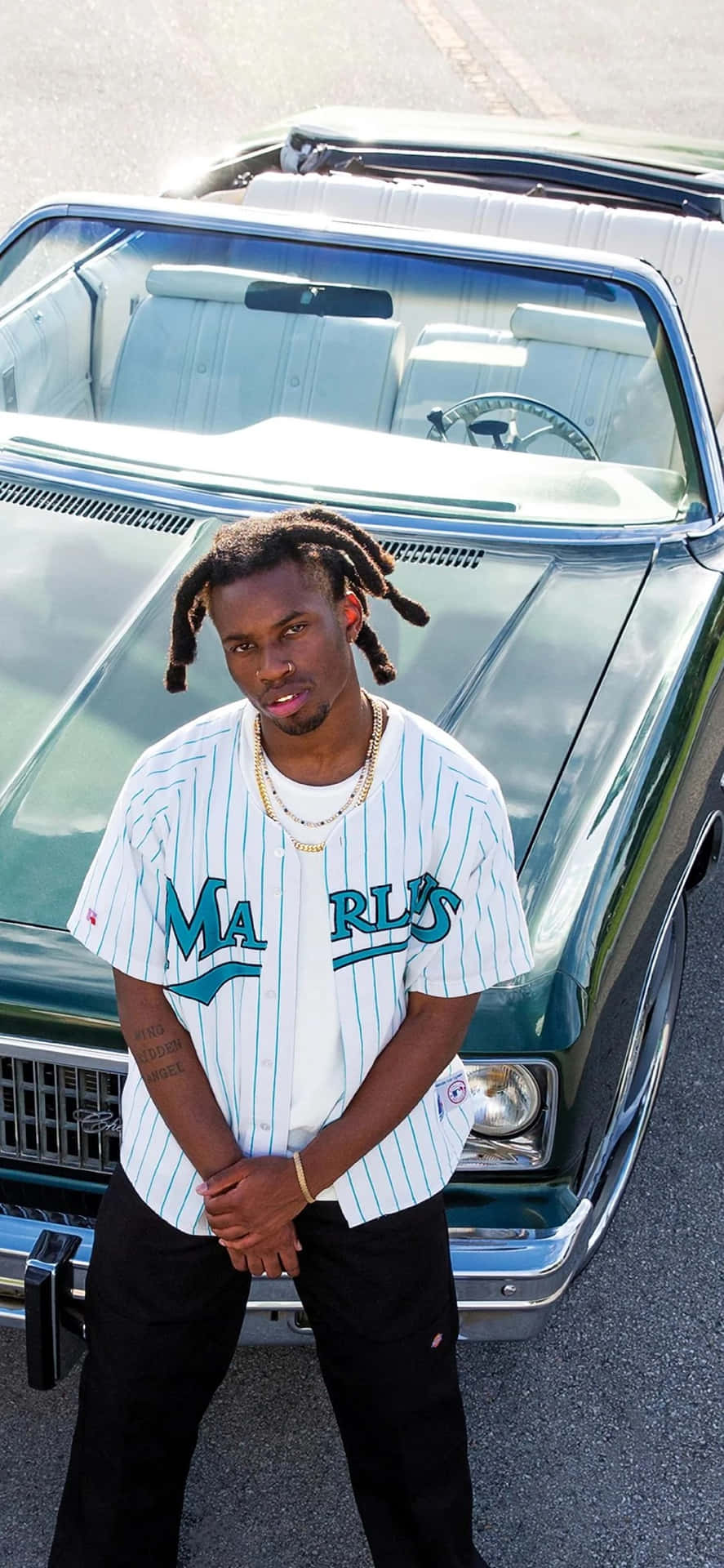 Denzel Curry Vintage Car Portrait Wallpaper