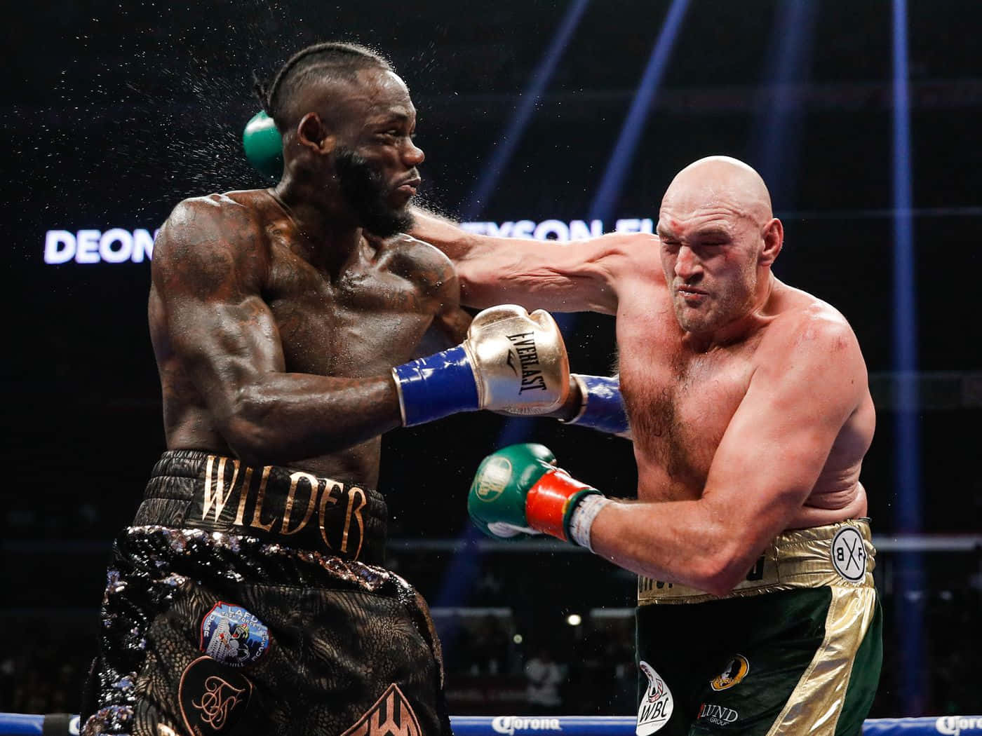 Deontay Wilder Boxing Match Powerful Punch Wallpaper