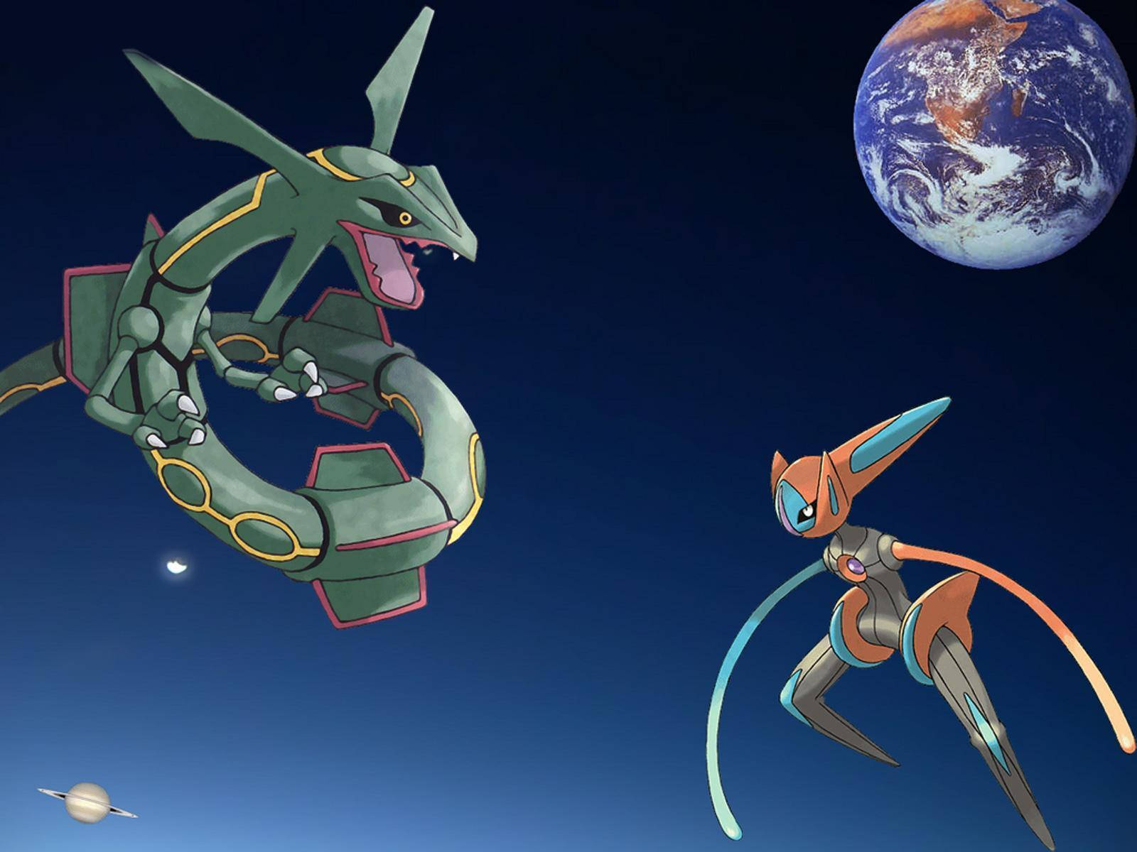 Deoxys, Rayquaza, And The Earth Wallpaper