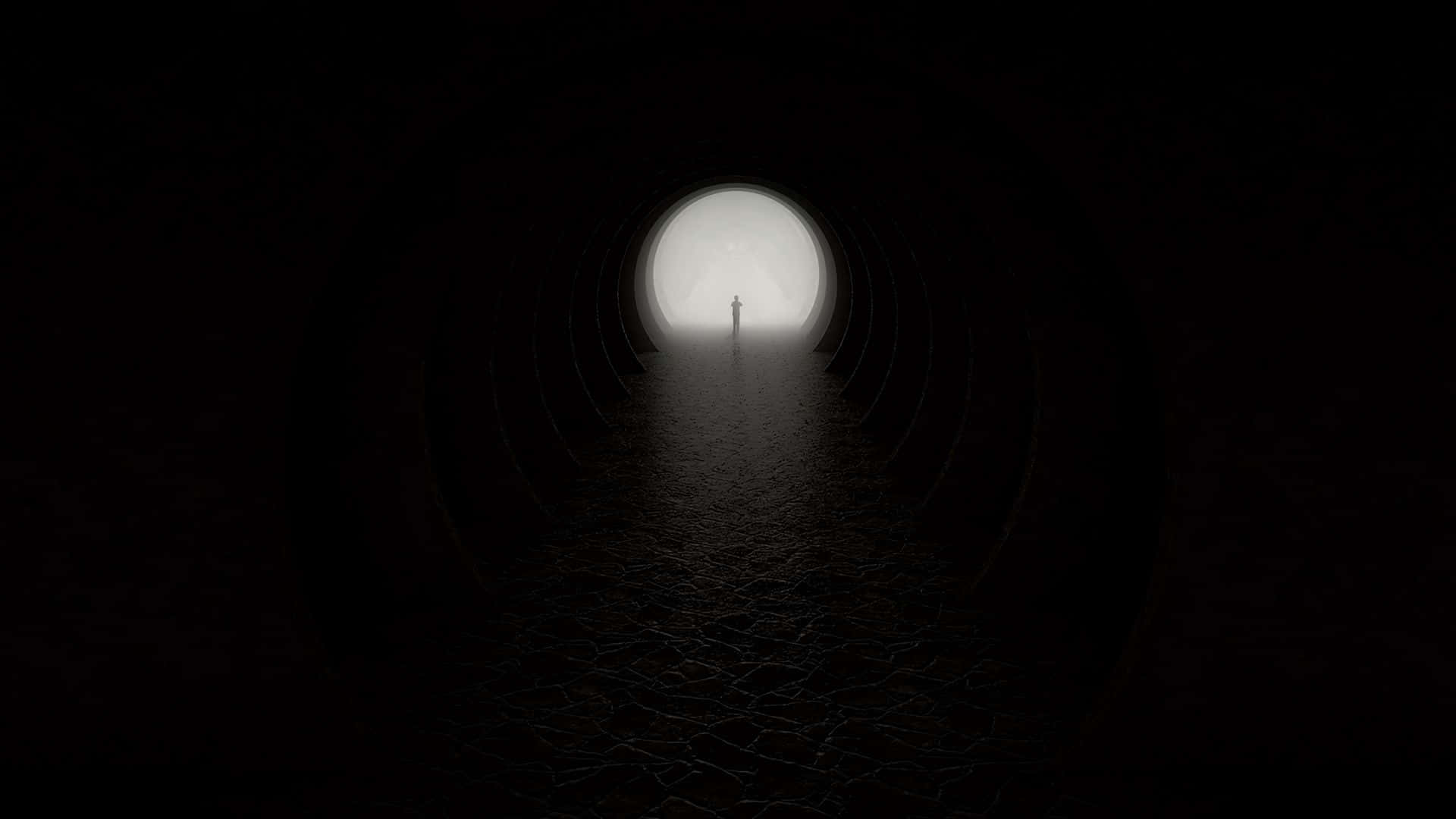 Partenza,tunnel Oscuro, Ingresso Luminoso, Silhouette Sfondo