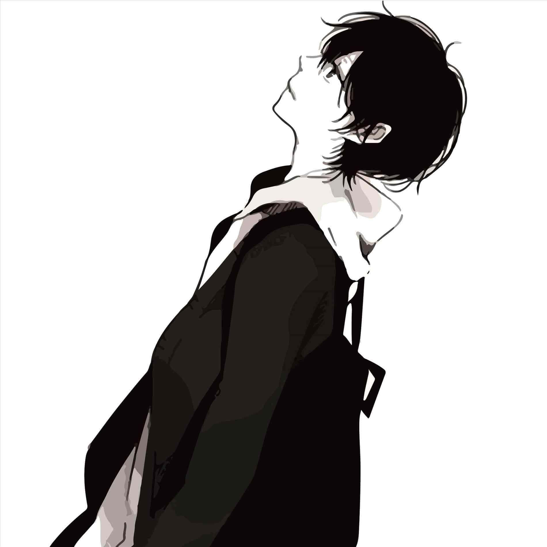 Download Depressed Anime Boy Black And White Wallpaper 