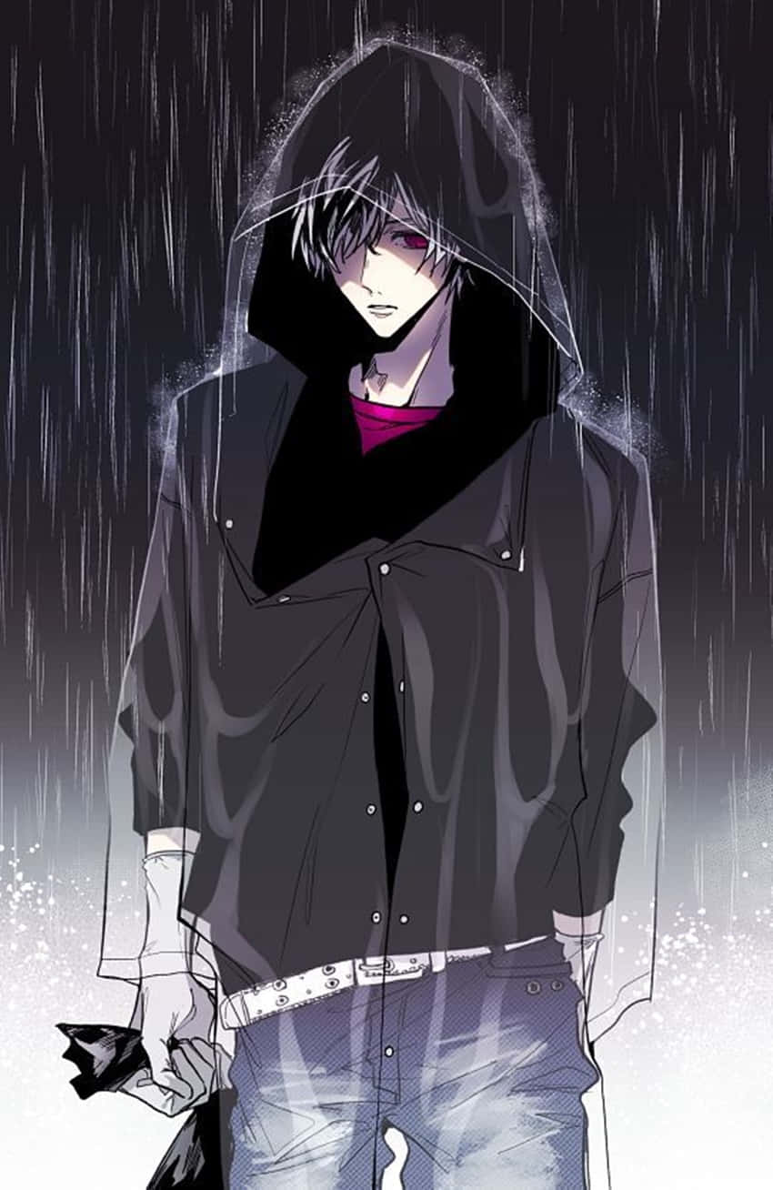 Download Depressed Anime Boy In Hoodie While Raining Wallpaper |  