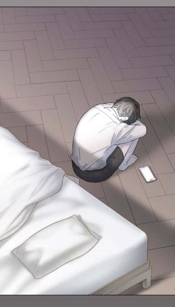 Trist Anime Dreng Søger Efter Håb Wallpaper
