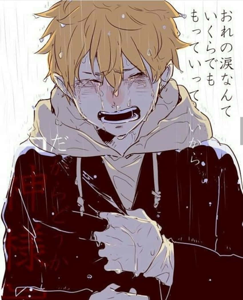 En depresset anime-dreng, der betænker sin eksistens Wallpaper