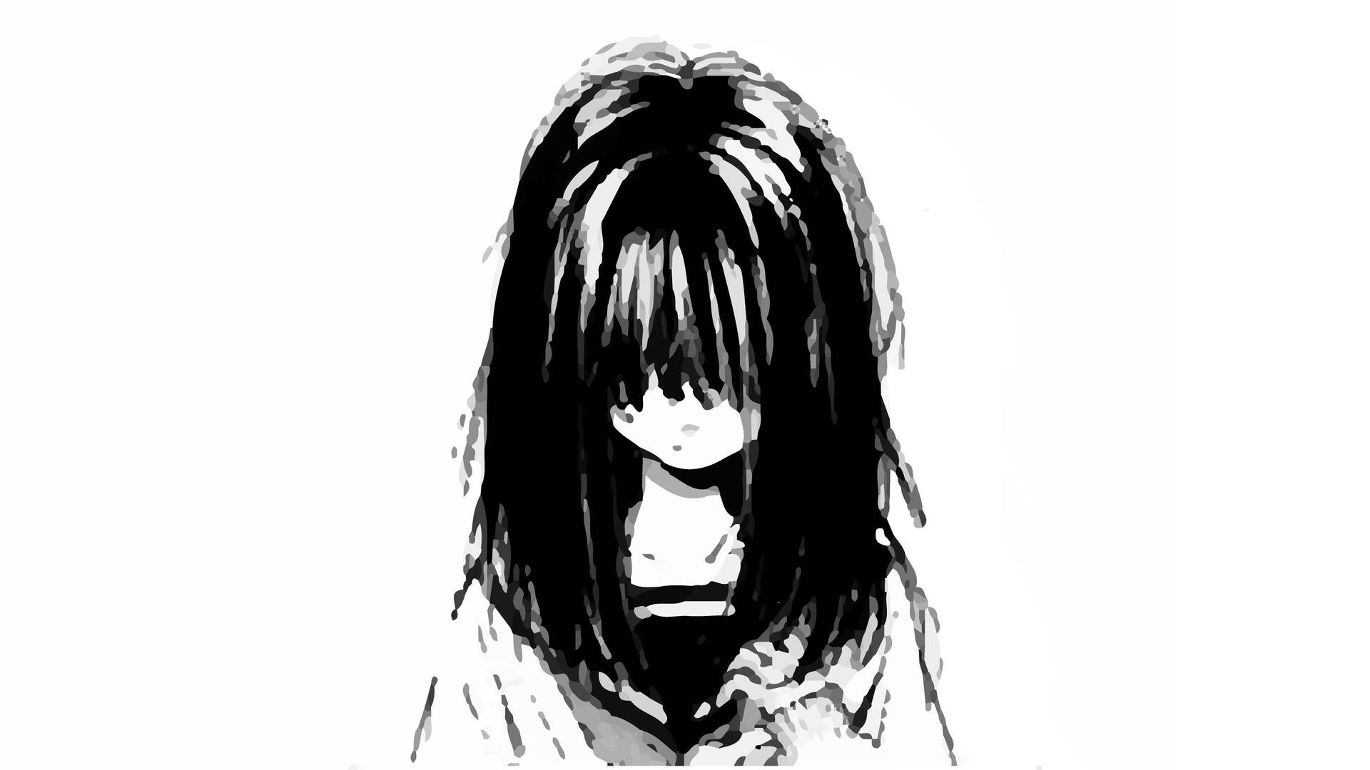 Depressed Anime Girl Dark Sketch Wallpaper