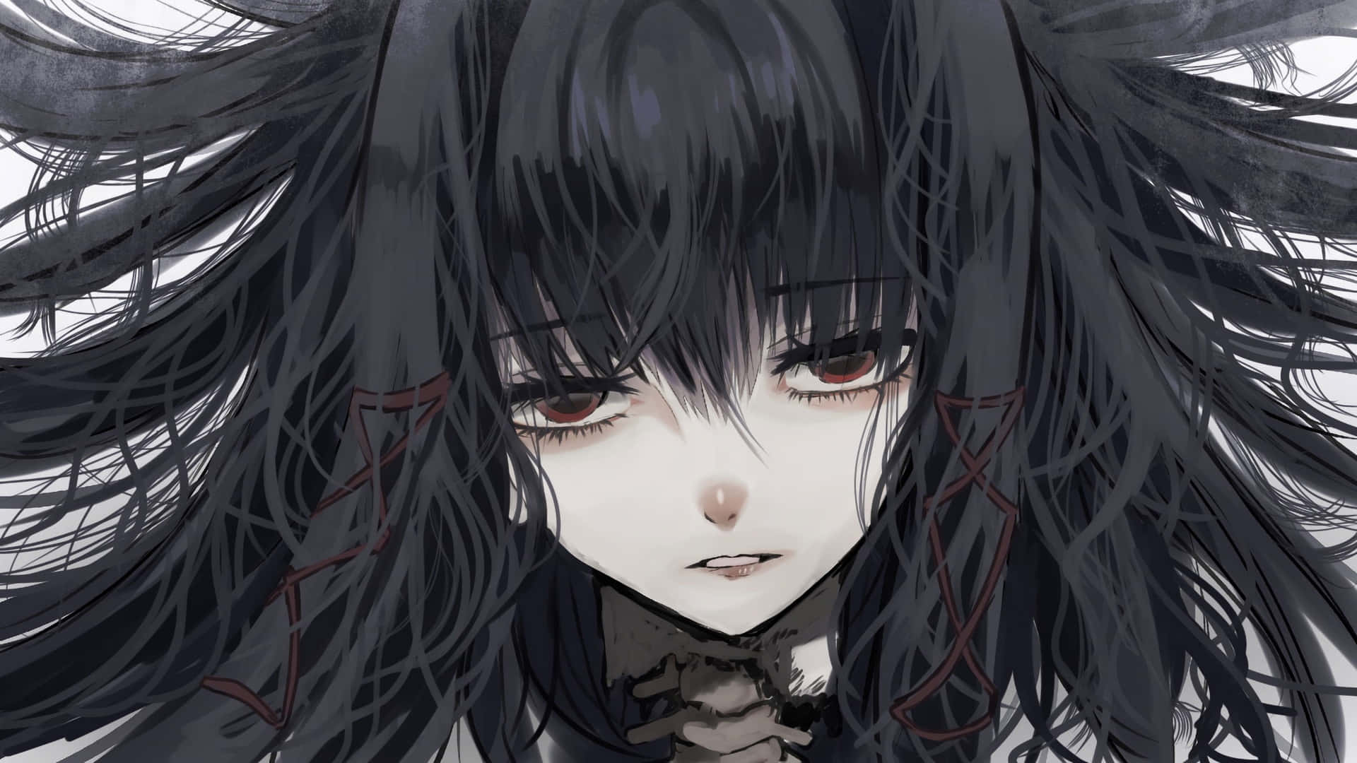 A Black Haired Girl With Red Eyes Wallpaper