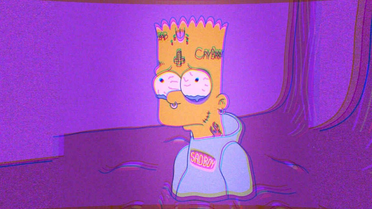 Deprimeret Bart Simpson Føler Sig Alene Wallpaper