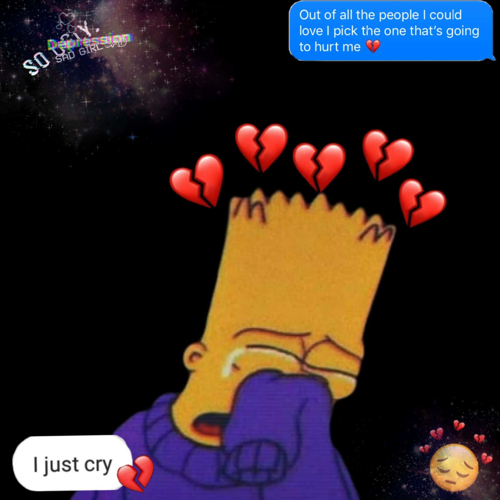 Deprimeret Bart Simpson 2289 X 2289 Wallpaper