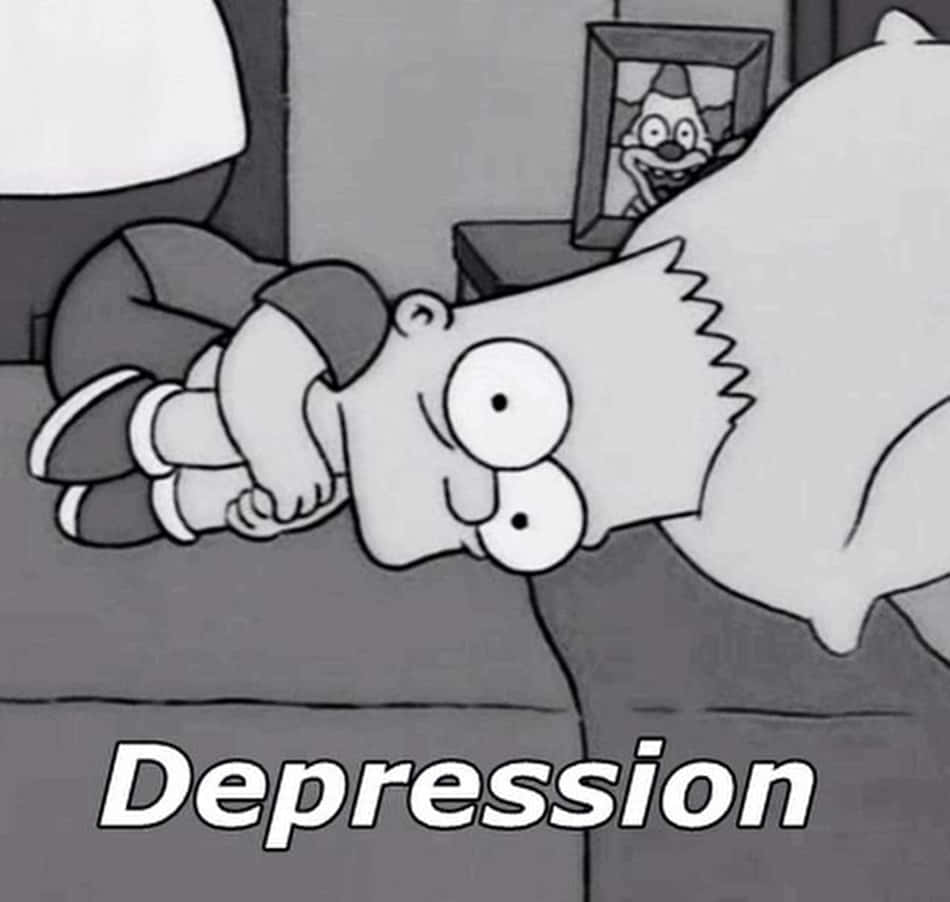 Depressiverbart Simpson In Schwarz-weiß Wallpaper