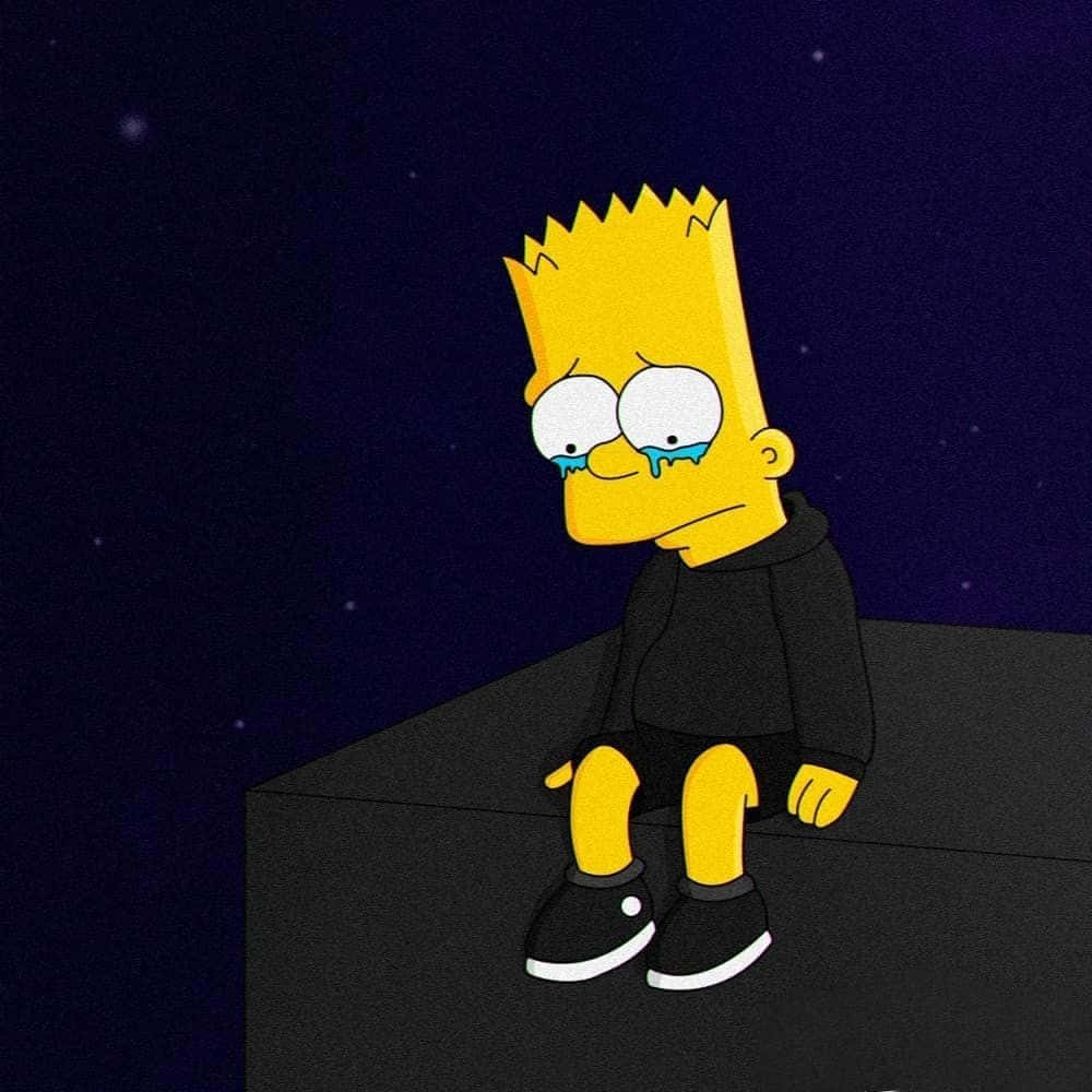 Deprimeret Bart Simpson Fødder Sort Marmor Tapet Wallpaper