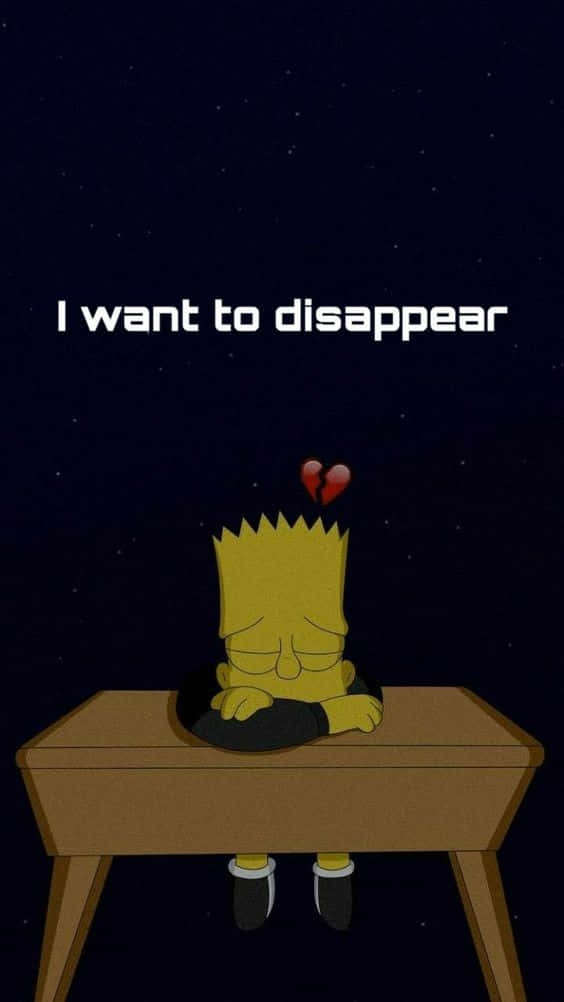 Deprimeret Bart Simpson forsvinder Wallpaper
