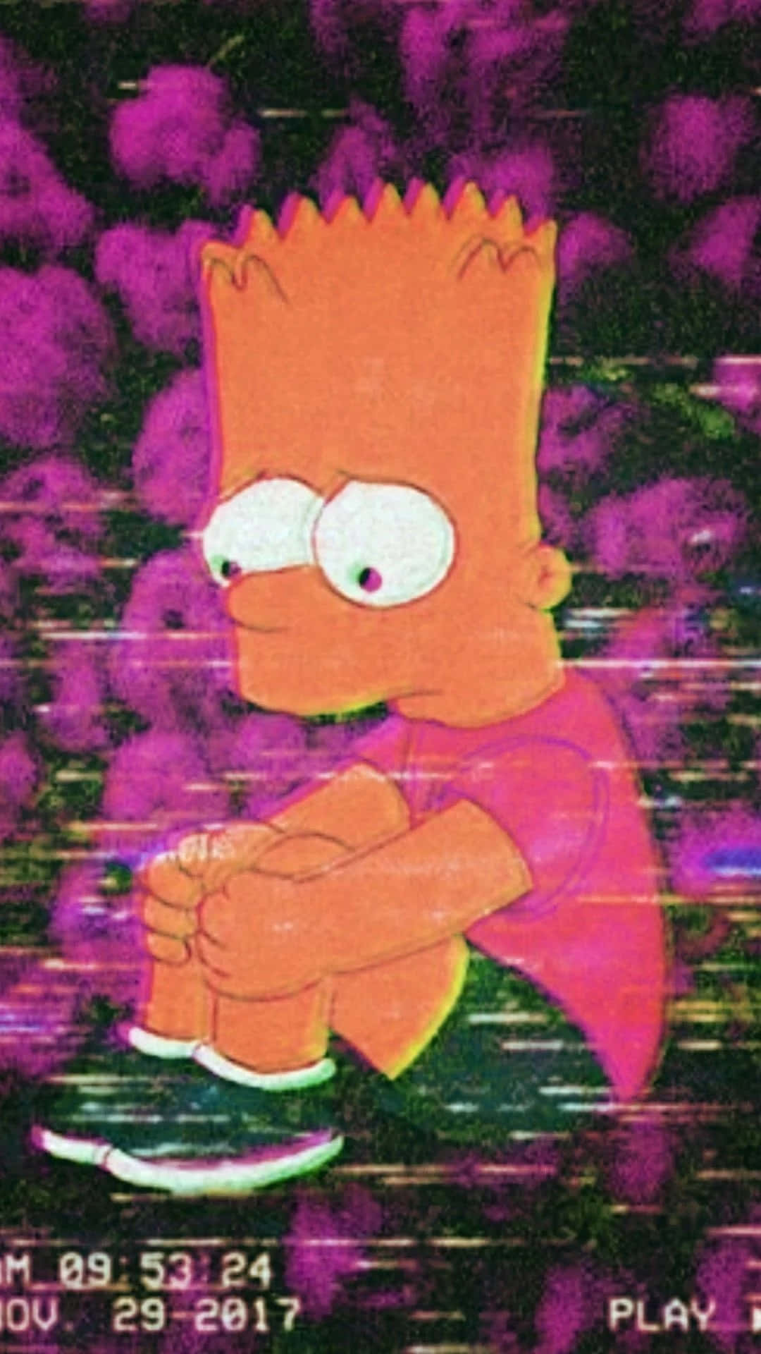 'Deprimeret Bart Simpson sidder i et klasselokale.' Wallpaper