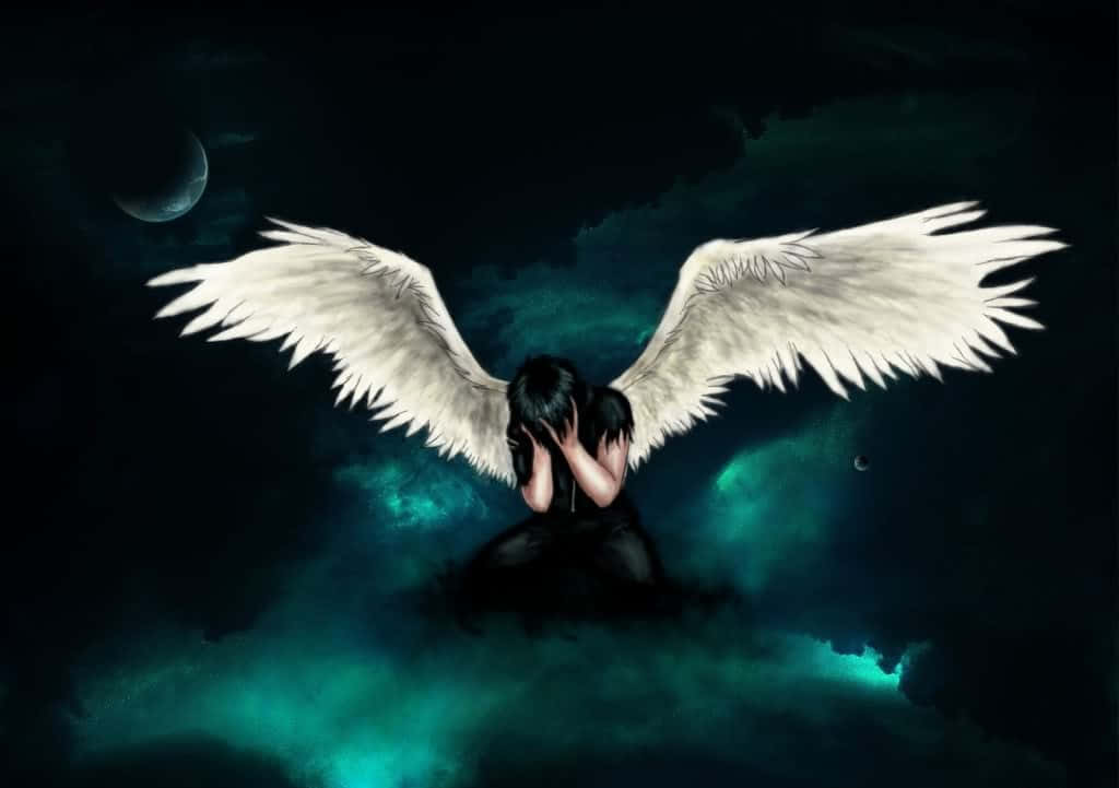 Depressed Boy Angel With White Wings Crying Picture