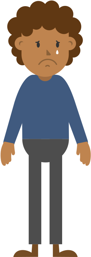 Depressed Cartoon Character Standing PNG