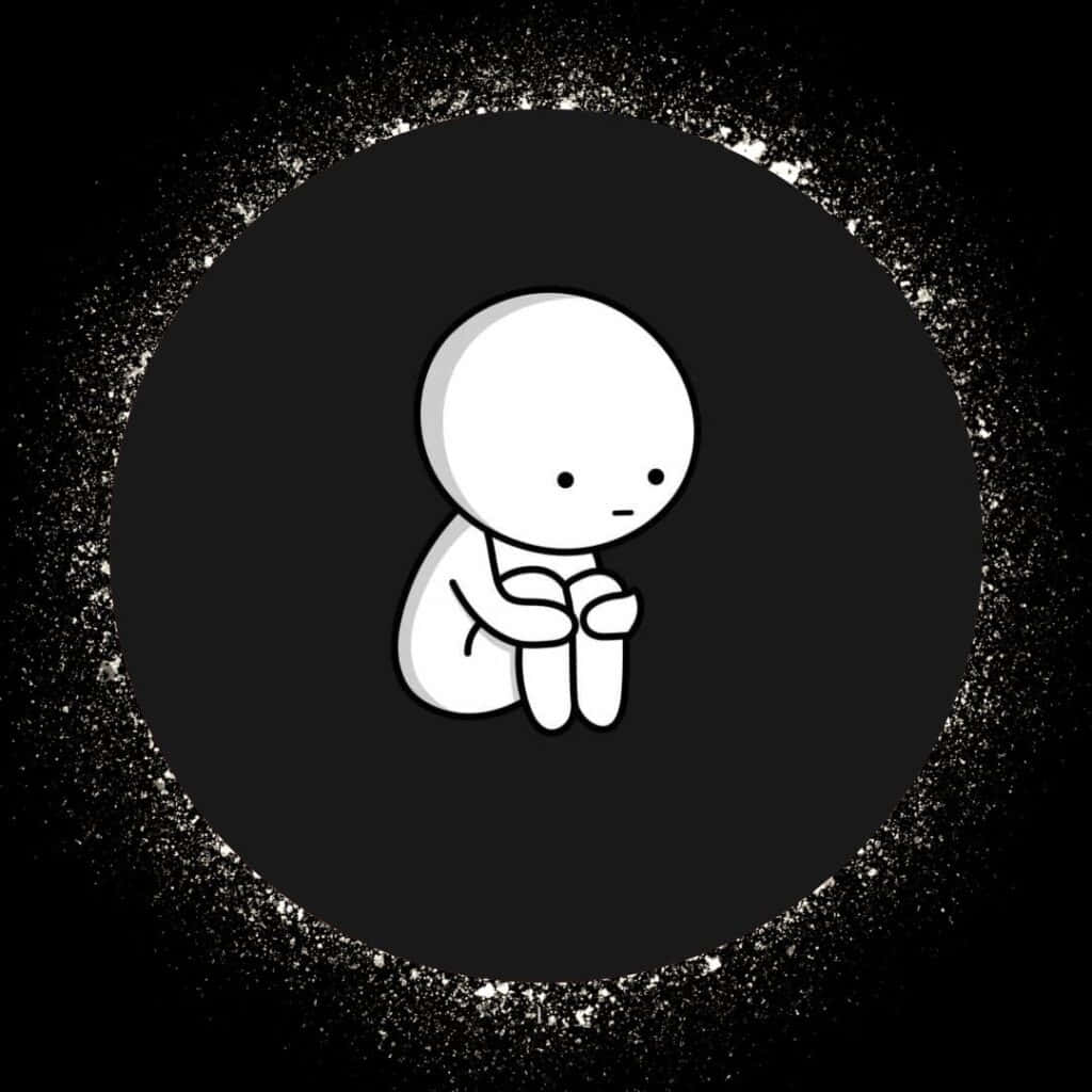 A White Person Sitting In A Circle With A Black Background