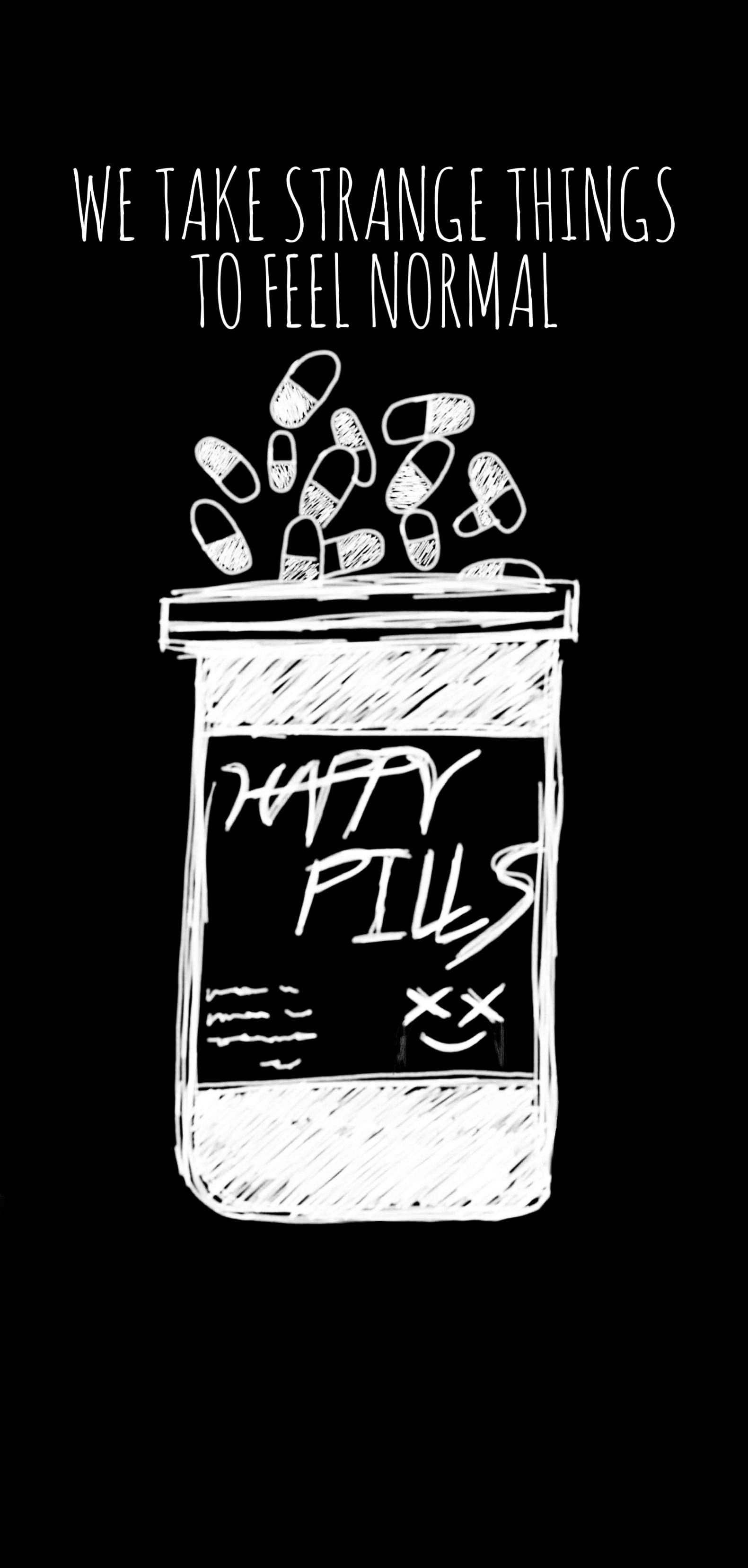 Exploring the Contrast: Happy Pills Amidst Depression Aesthetic Wallpaper