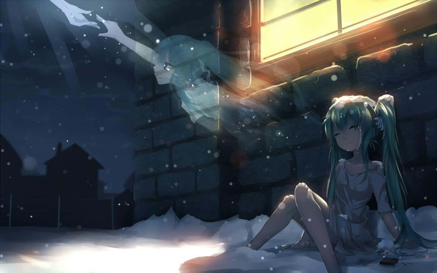 Et stadie fra den utroligt populære anime, der skildrer de svære følelser af depression. Wallpaper